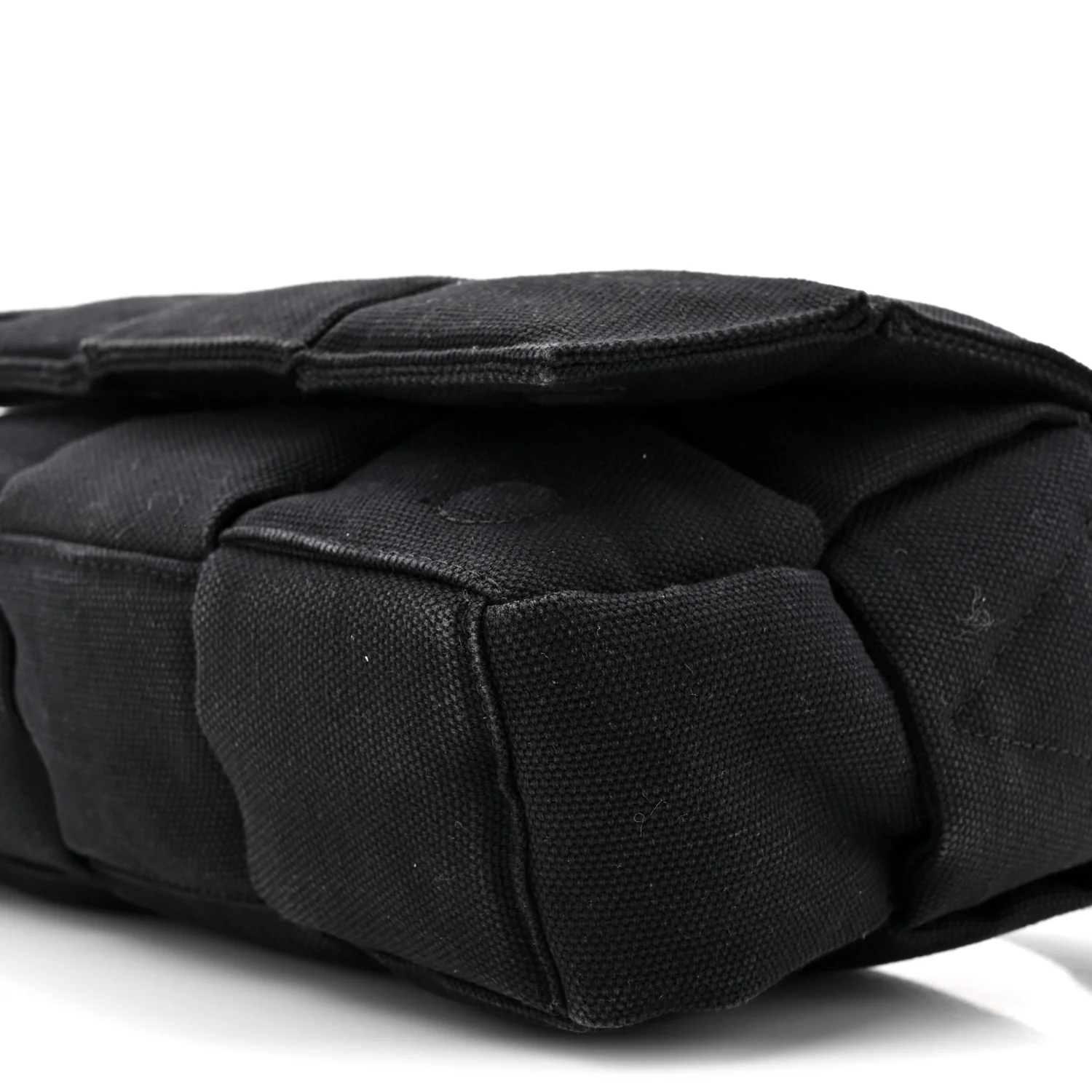 Denim Maxi Intrecciato Padded Tech Cassette Bag Black