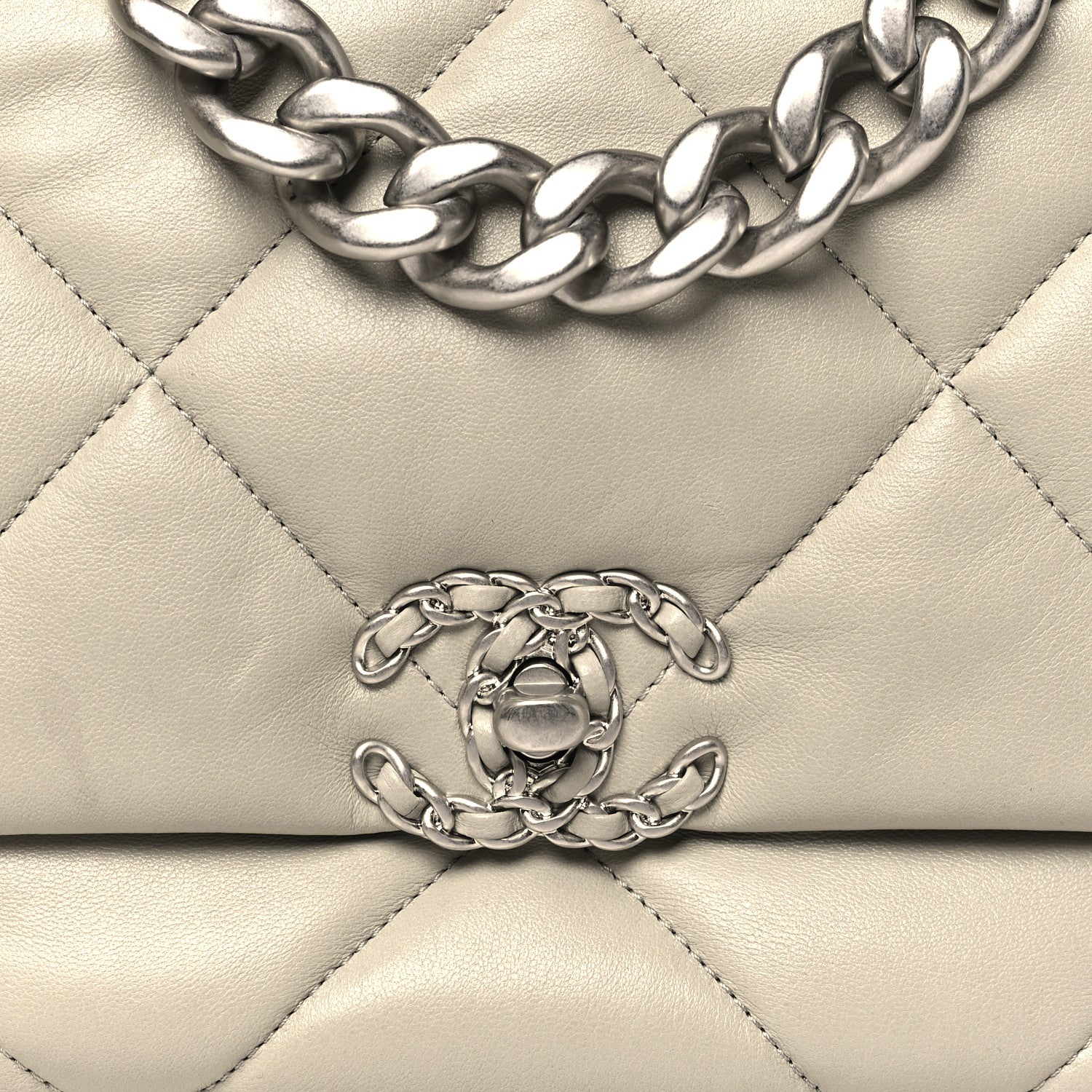 Lambskin Quilted Large Chanel 19 Flap Grey