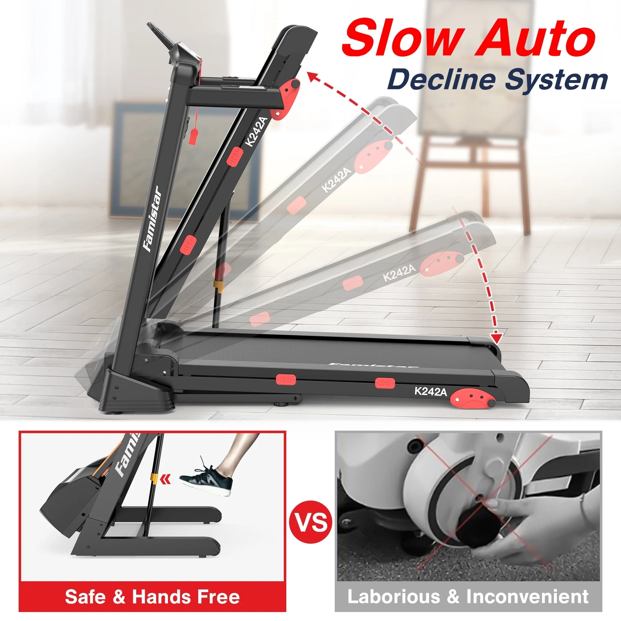 Folding Treadmill Clearance for Home with Adjustable Incline, Smart APP, 8MPH Speed, 250lbs, HiFi Bluetooth Speakers, 15 Programs 3 Modes, 3 0HP Foldable Compact Treadmill Walking Running Machine Image 7