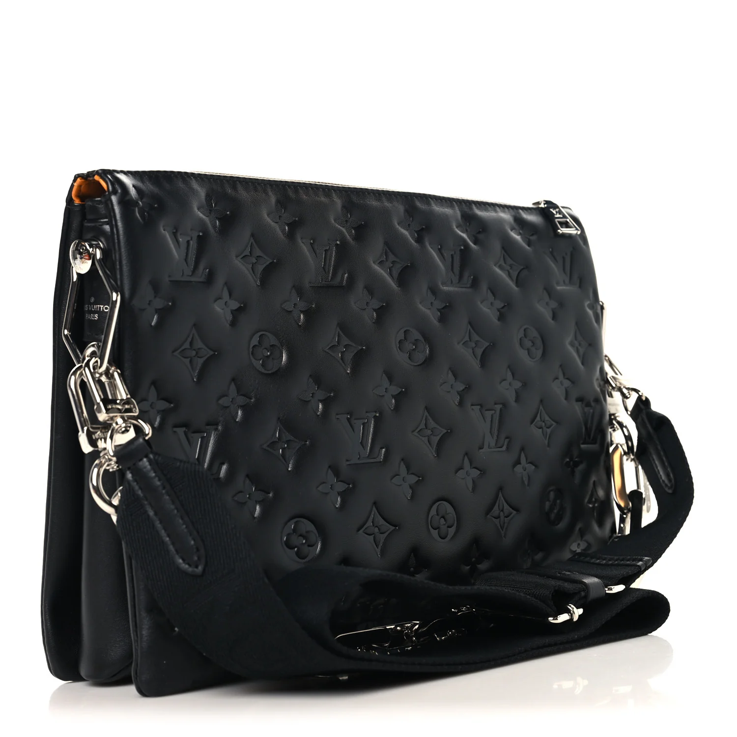 Lambskin Embossed Monogram Coussin MM Black