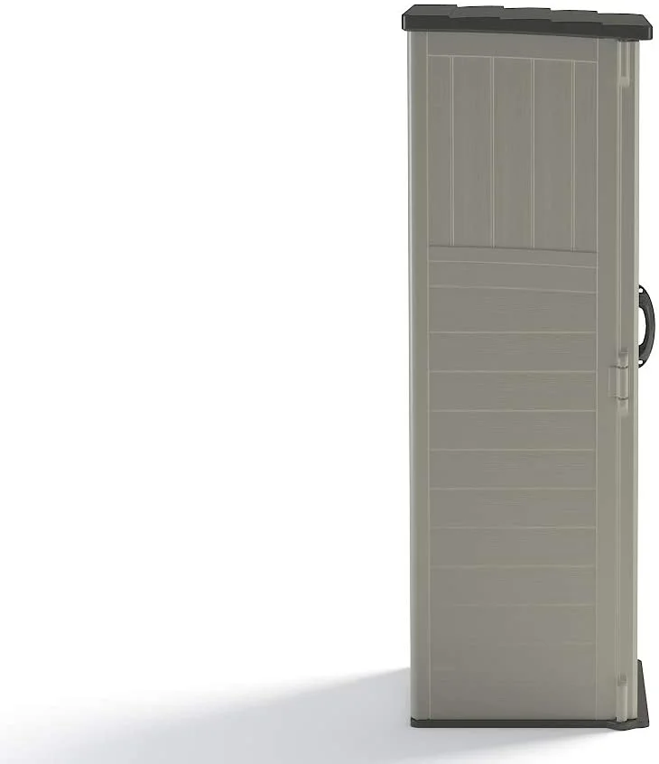 Suncast 22 Cu. Ft. Weather - Resistant Resin Vertical Outdoor Storage Shed, Light Taupe
