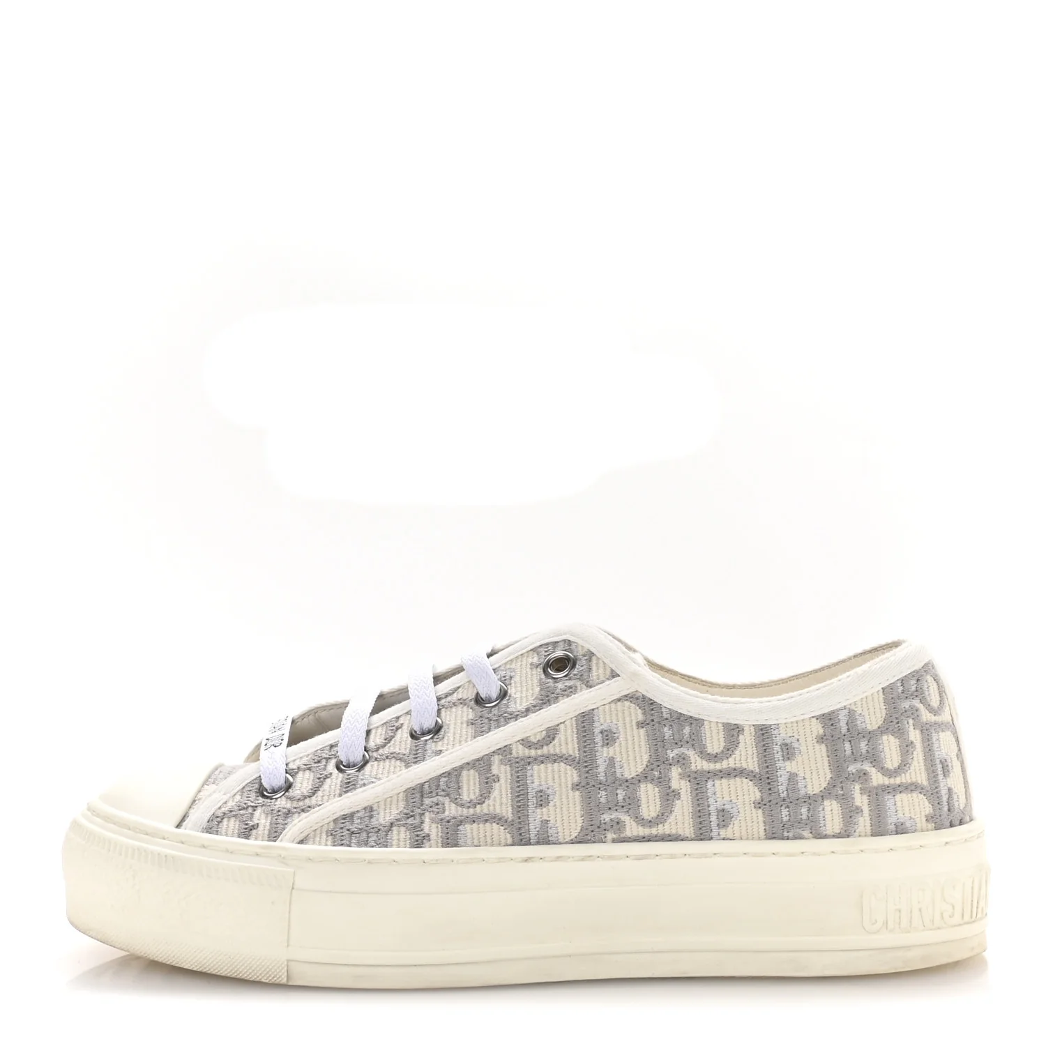 Canvas Oblique Walk'N'Dior Low Top Sneakers 36.5 Grey Stone