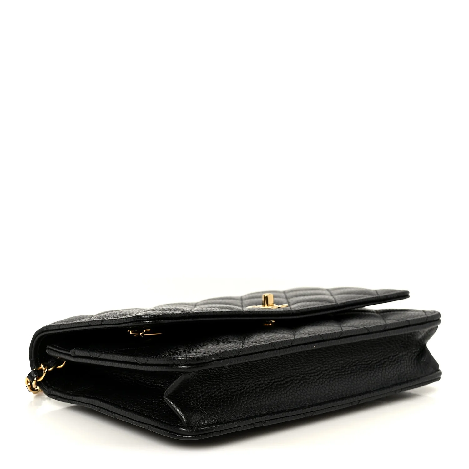 Caviar Quilted CC Turnlock Wallet On Chain WOC Black