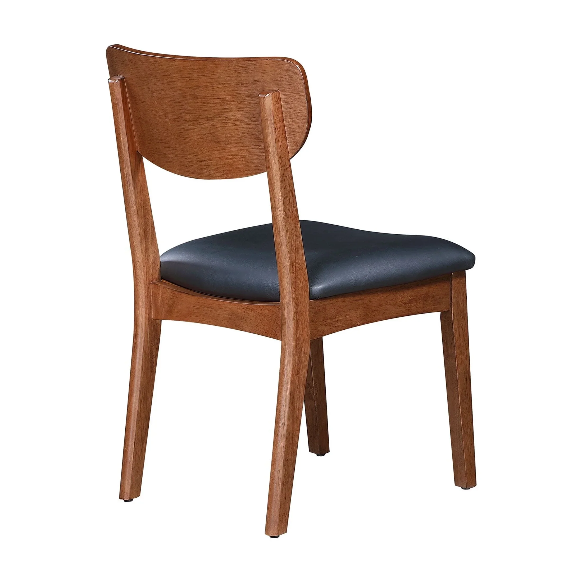 Better Homes & Gardens Greyson Mid-Century Dining Chairs, Black Faux Leather, Acorn Finish, Set of 2