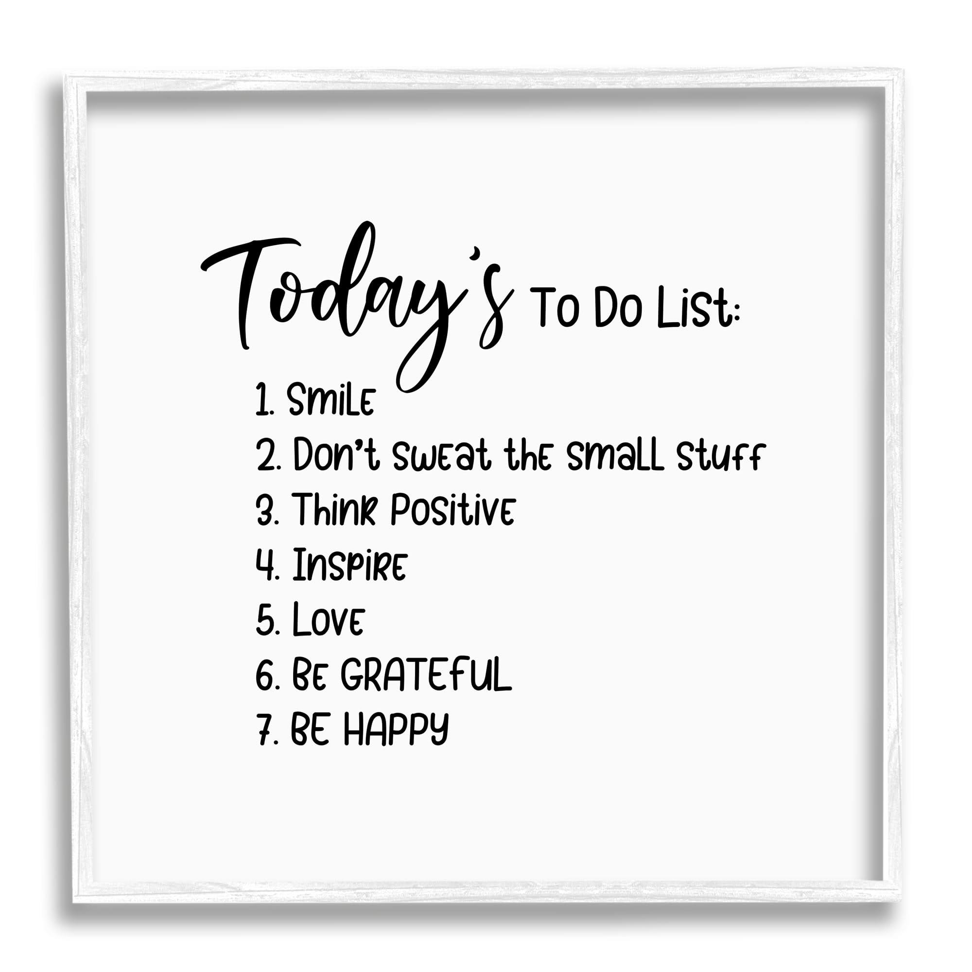 Stupell Industries Uplifting to Do List Life Happiness Casual Typography Graphic Art White Framed Art Print Wall Art, Design by Yvonne Coleman Burney