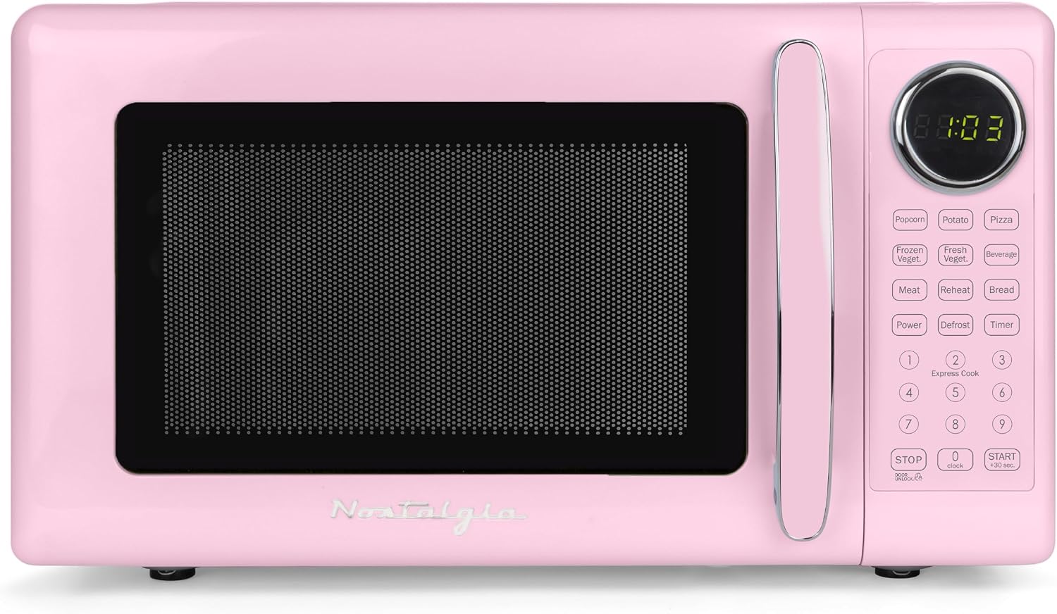 Nostalgia Retro Microwave - Countertop Microwave Oven - Includes 12 Pre-Programmed Settings and Digital Clock - 0.9 CU Ft- 800 Watts - Yellow