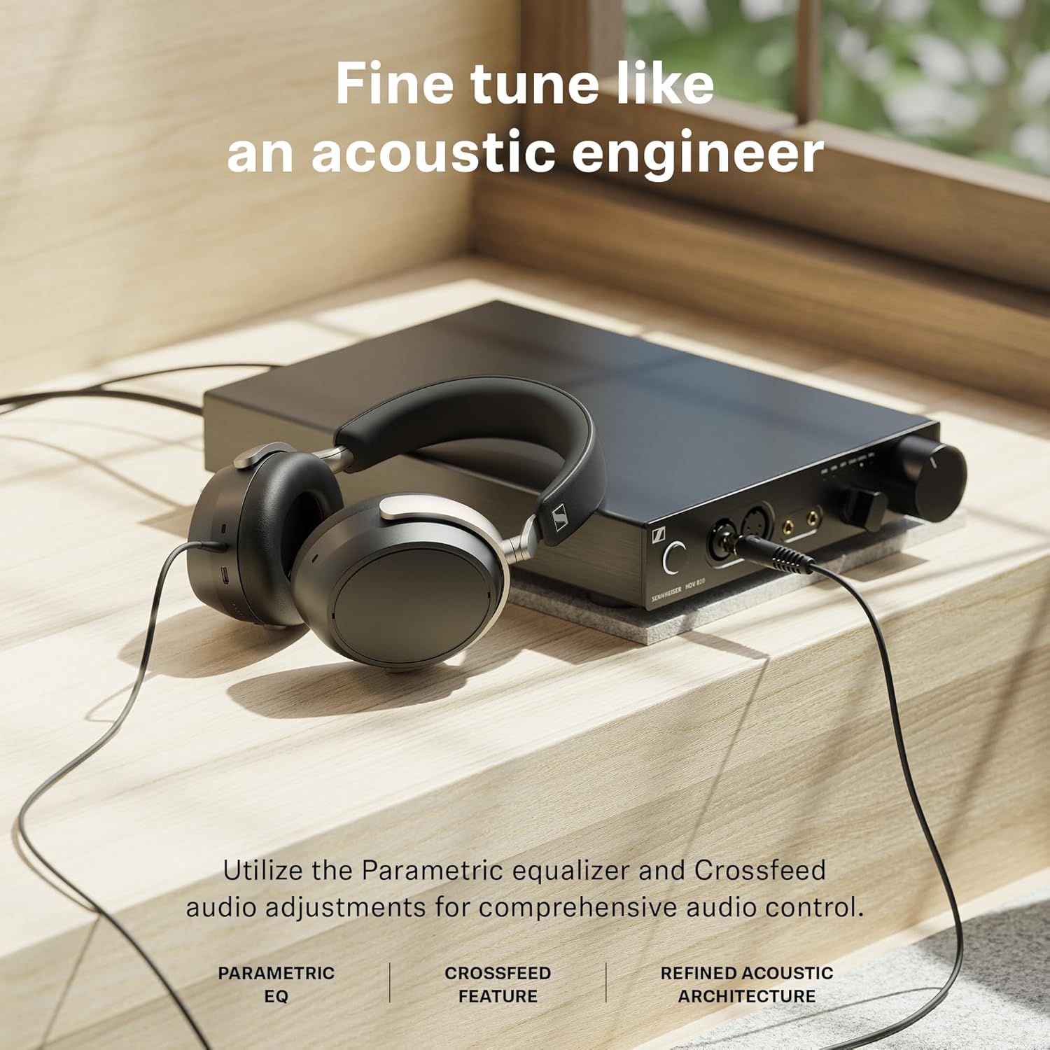 Sennheiser HDB 630 Wireless Over-Ear Headphones - Hi-Res Audiophile Sound  Adaptive Noise Cancellation  Parametric EQ  60 Hour Battery Life  Includes USB-C Low-Latency Bluetooth Adapter - Black