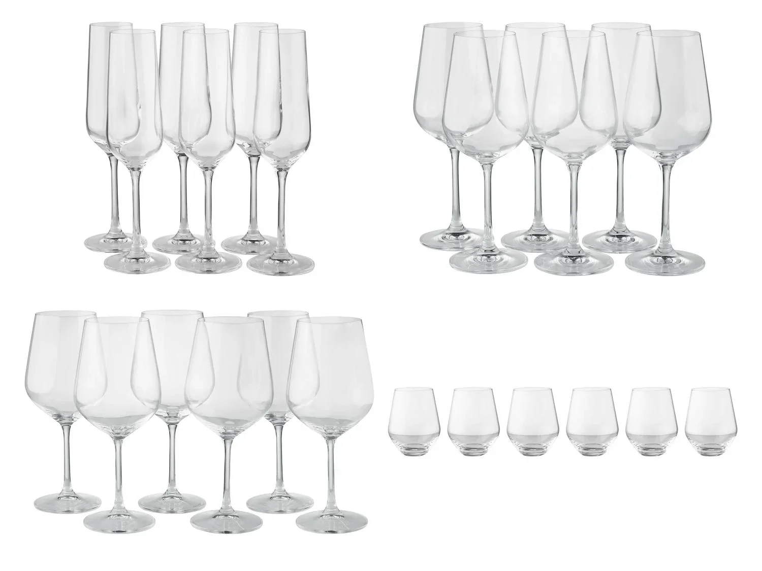 SILVERCREST Verres  vin ou fltes  champagne