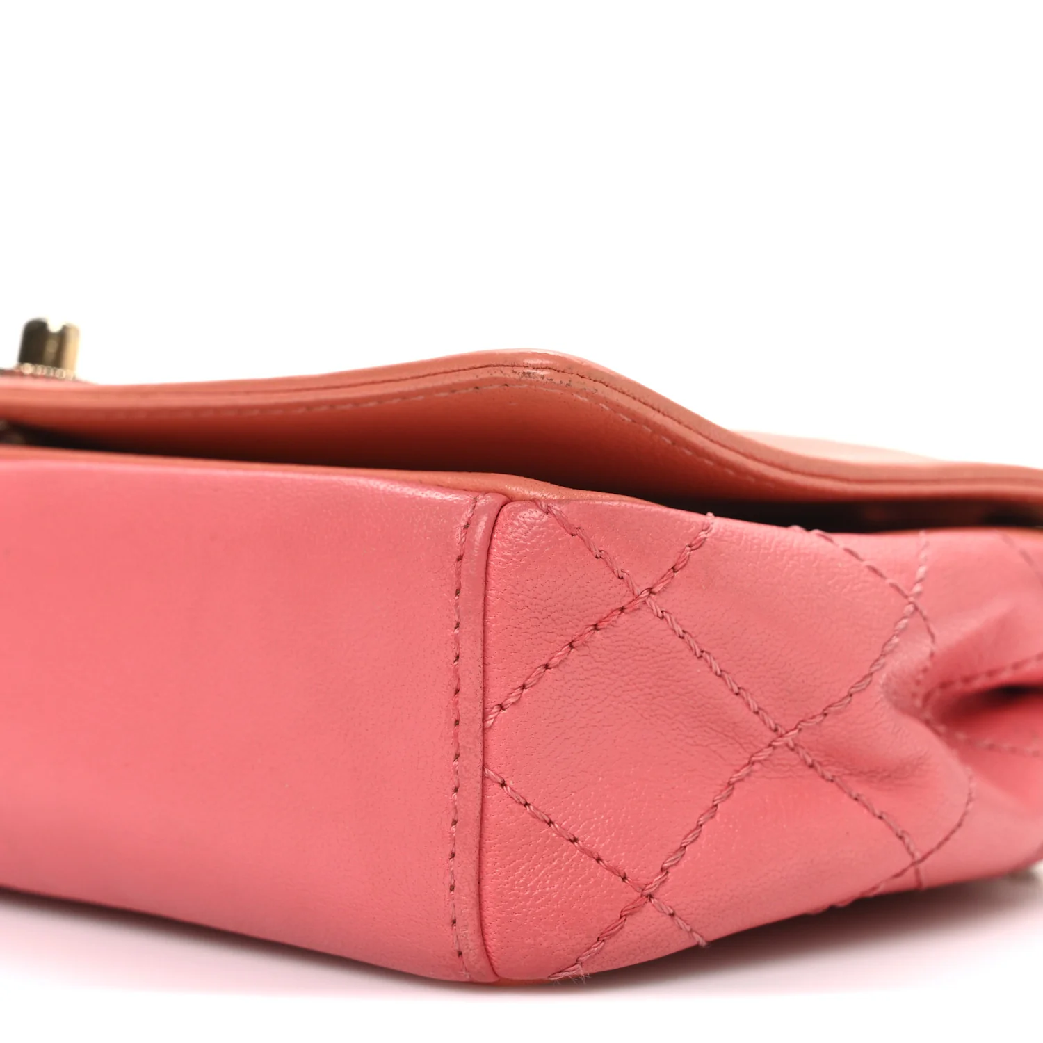 Shiny Sheepskin Quilted Vintage Mademoiselle Flap Coral Orange