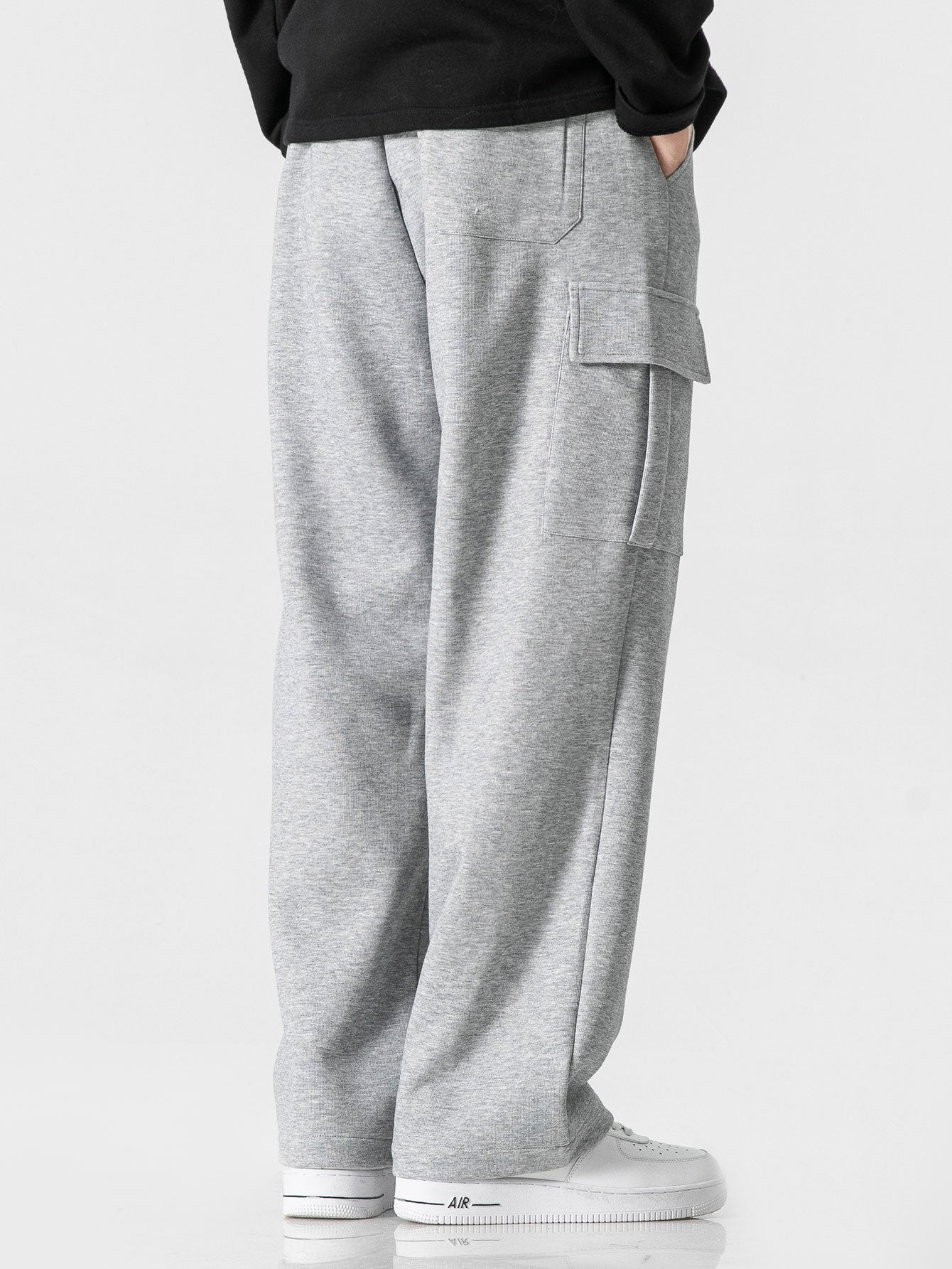 Pantalon cargo en jersey coupe décontractée à jambes droites