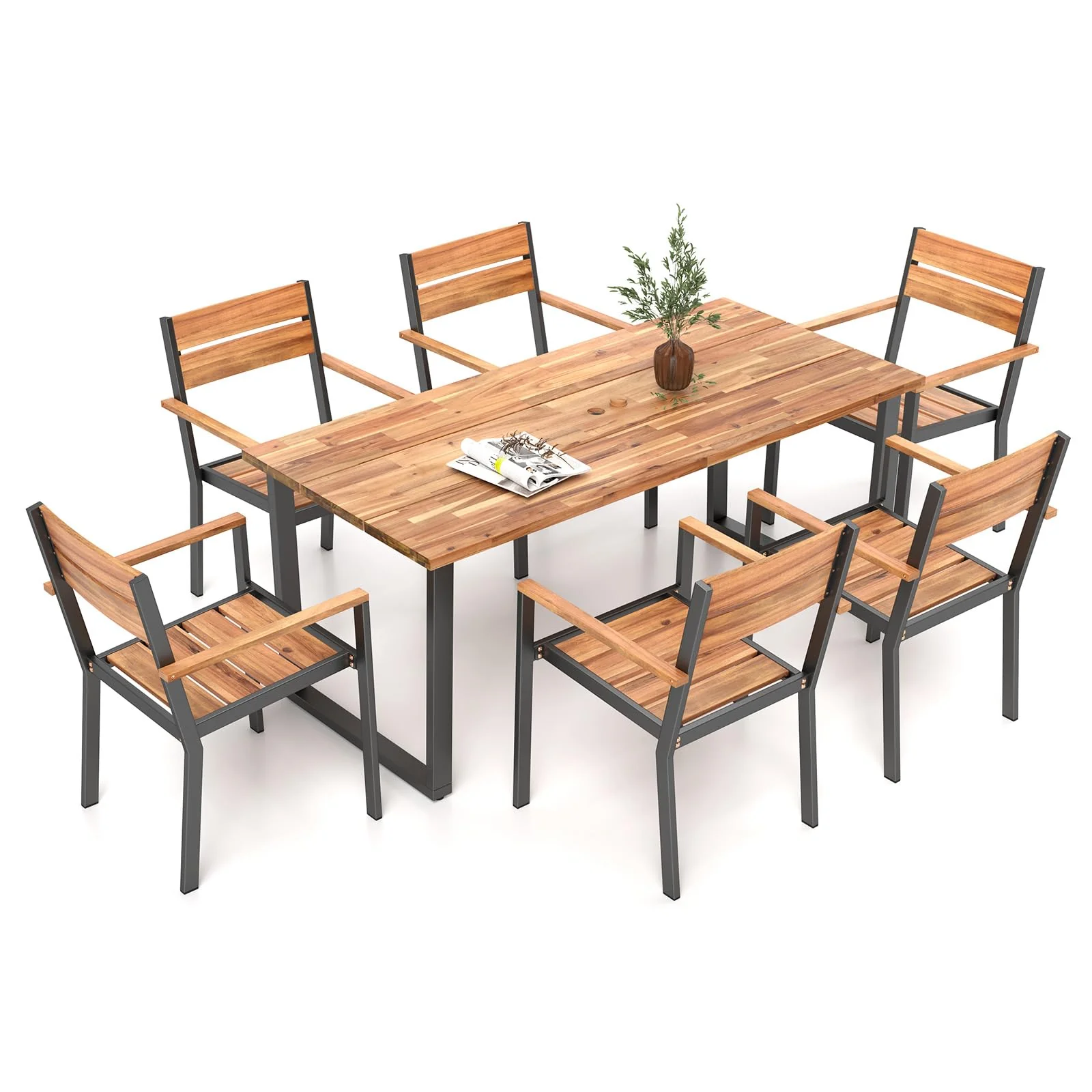 7 Pcs Metal Frame Outdoor Patio Dining Set - 69