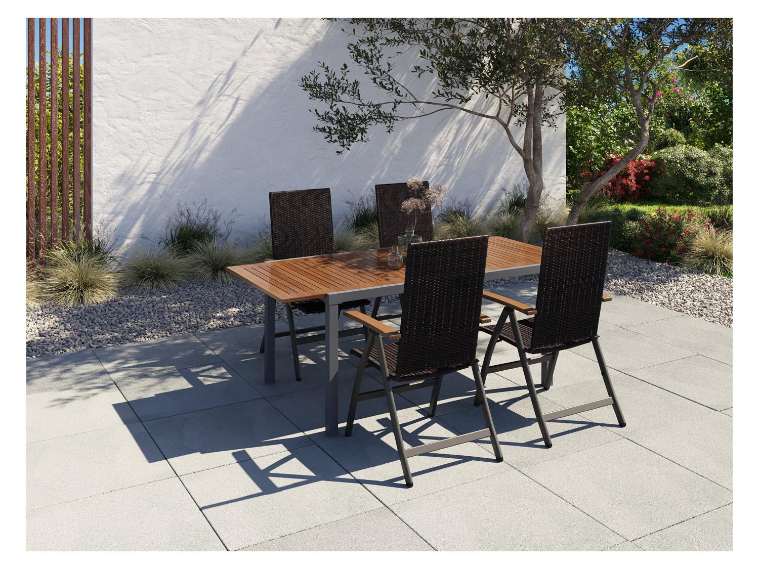 LIVARNO Table de jardin + Lot de 4 fauteuils Valencia