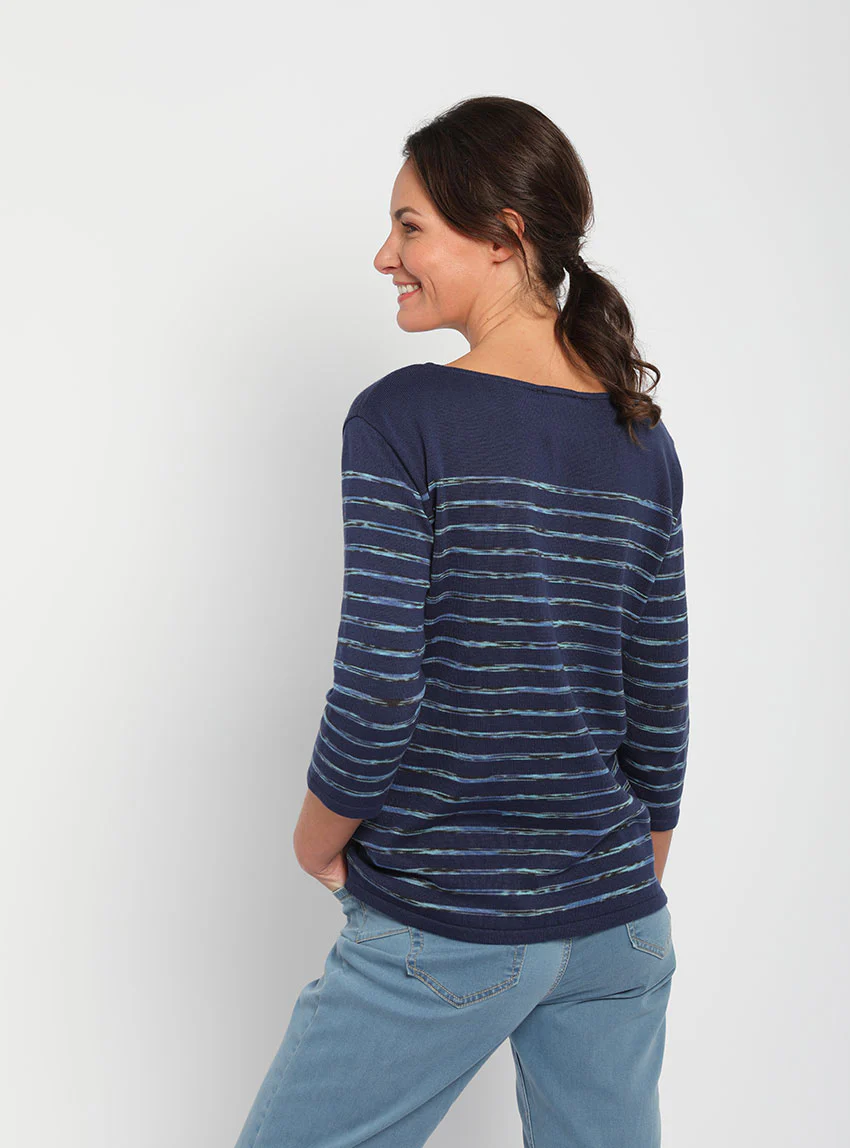 Pull marinière femme en coton bleu