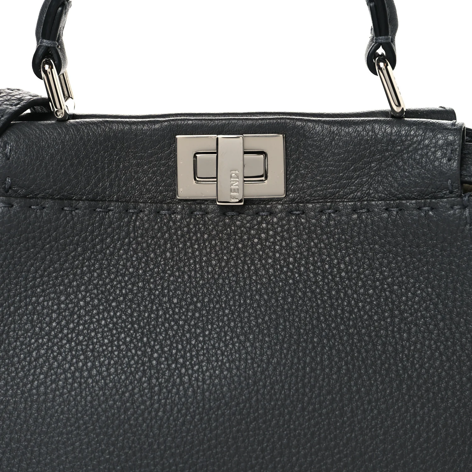 Cuoio Romano Selleria Bi-Color Mini Peekaboo Iconic Satchel Asfalto Latte