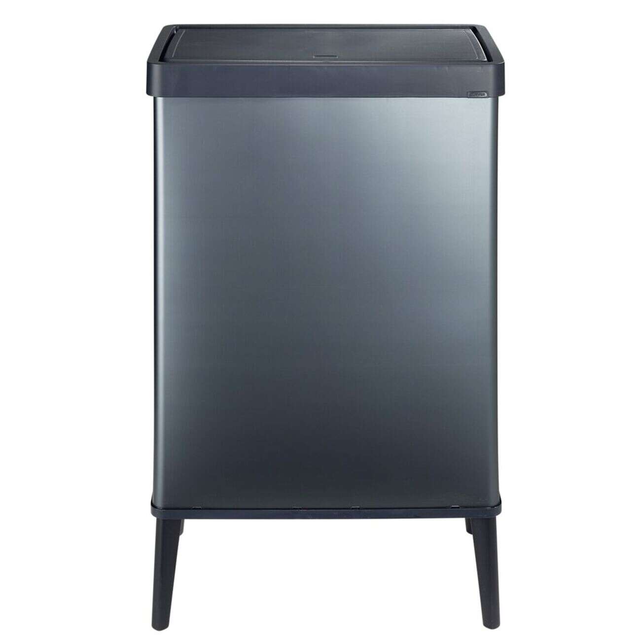 Poubelle haute 54L sur pieds avec couvercle push bleu perle H70cm