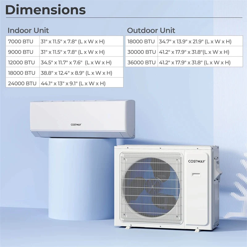 30K BTU 23 SEER2 3-Zone Mini Split Air Conditioner with Heat Pump, WiFi Enabled Inverter Split System AC with Energy Star Full Set