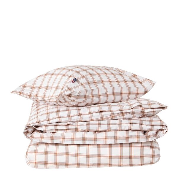 Sengesett 140x200 cm lyocell/bomull pin point rutete white/fudge
