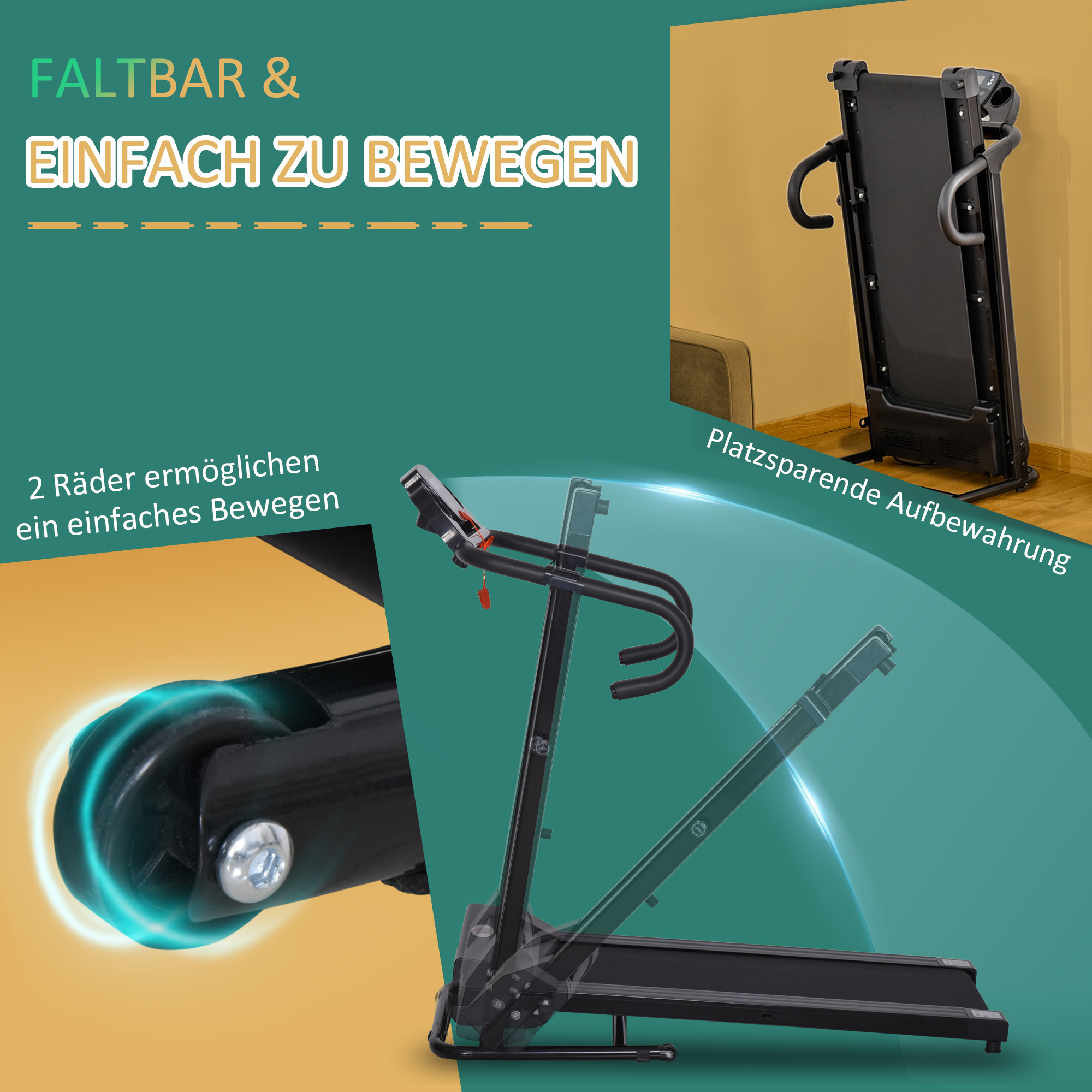 HOMCOM loopband opklapbaar elektrisch 500 W 1-12 km