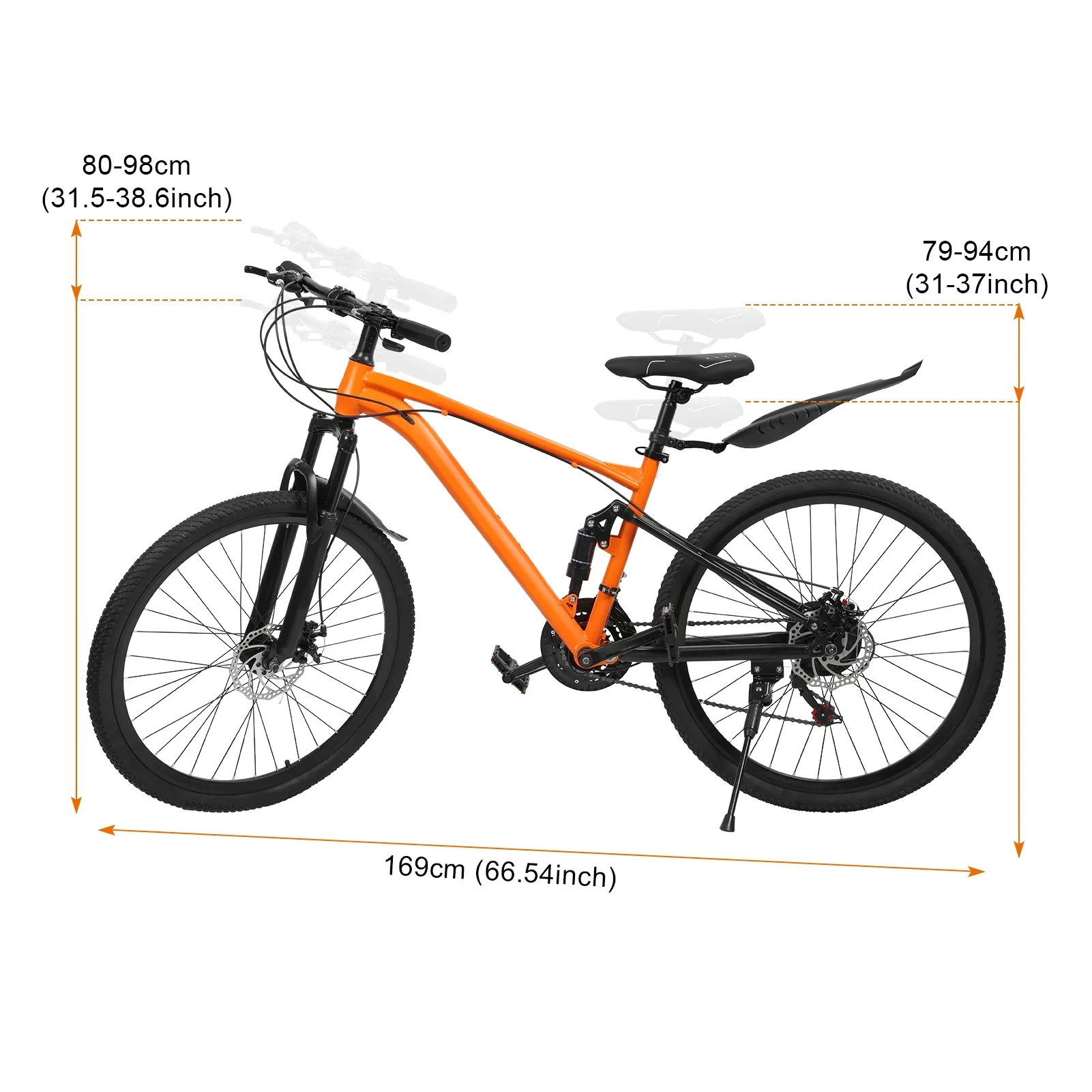 Yirtree 24-Speed Mountain Bike - 16 Aluminum Frame, Dual Suspension & Disc Brakes