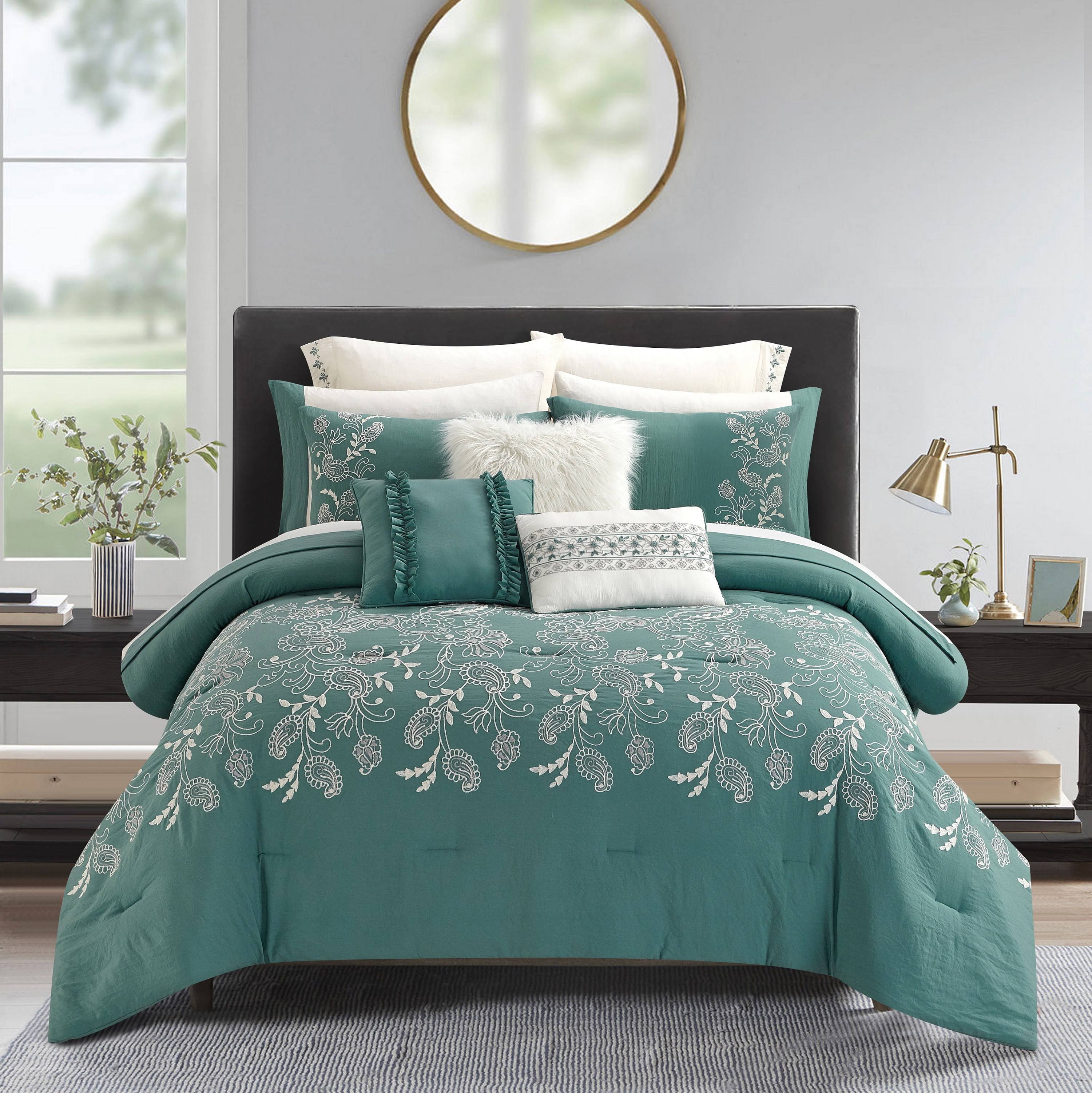 Better Homes & Gardens Coventry 12-Piece Teal Bed in A Bag Comforter Set with Sheets, Queen