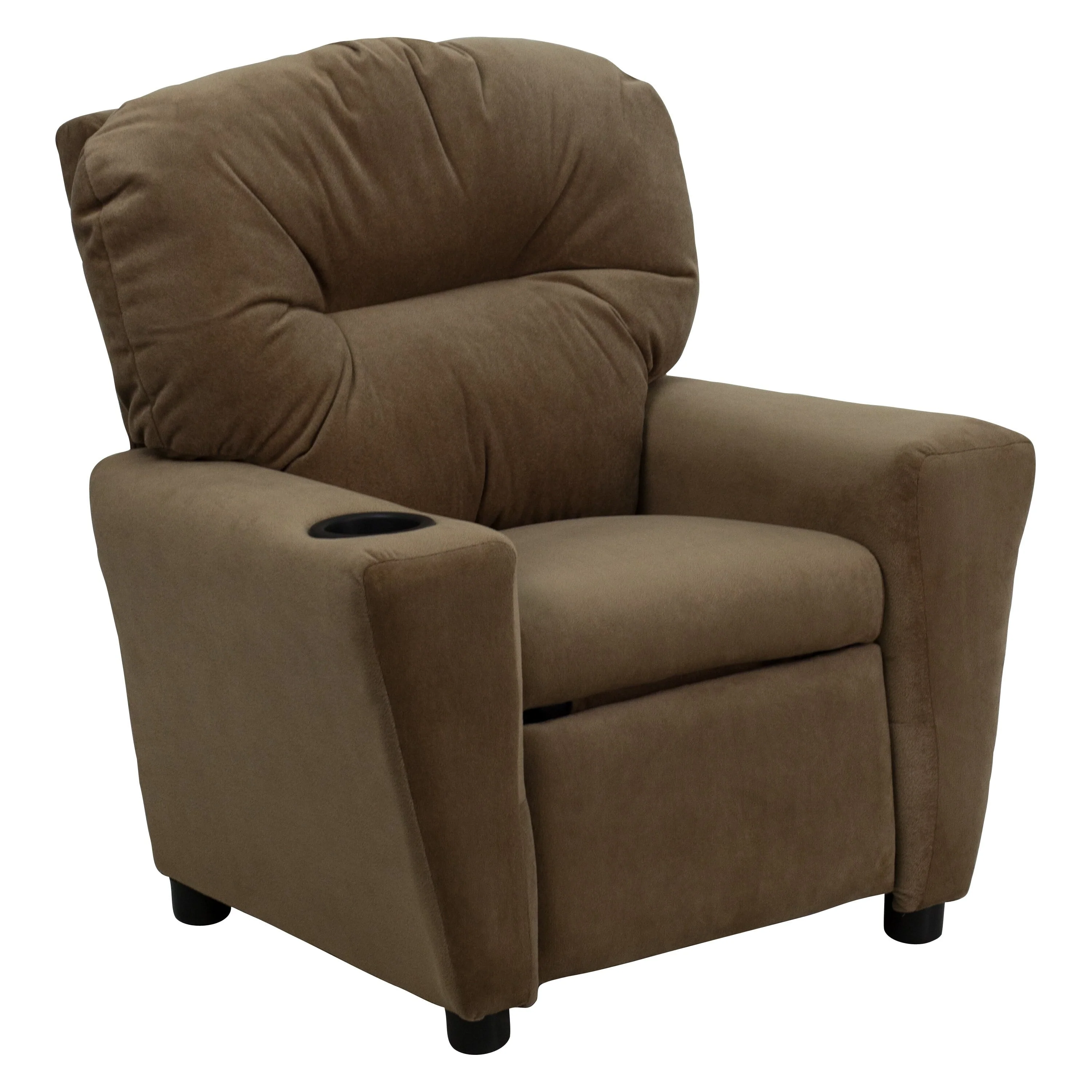 Lancaster Home Contemporary Kids Recliner with Cup Holder Brown Microfiber(Beige Vinyl) Image 2