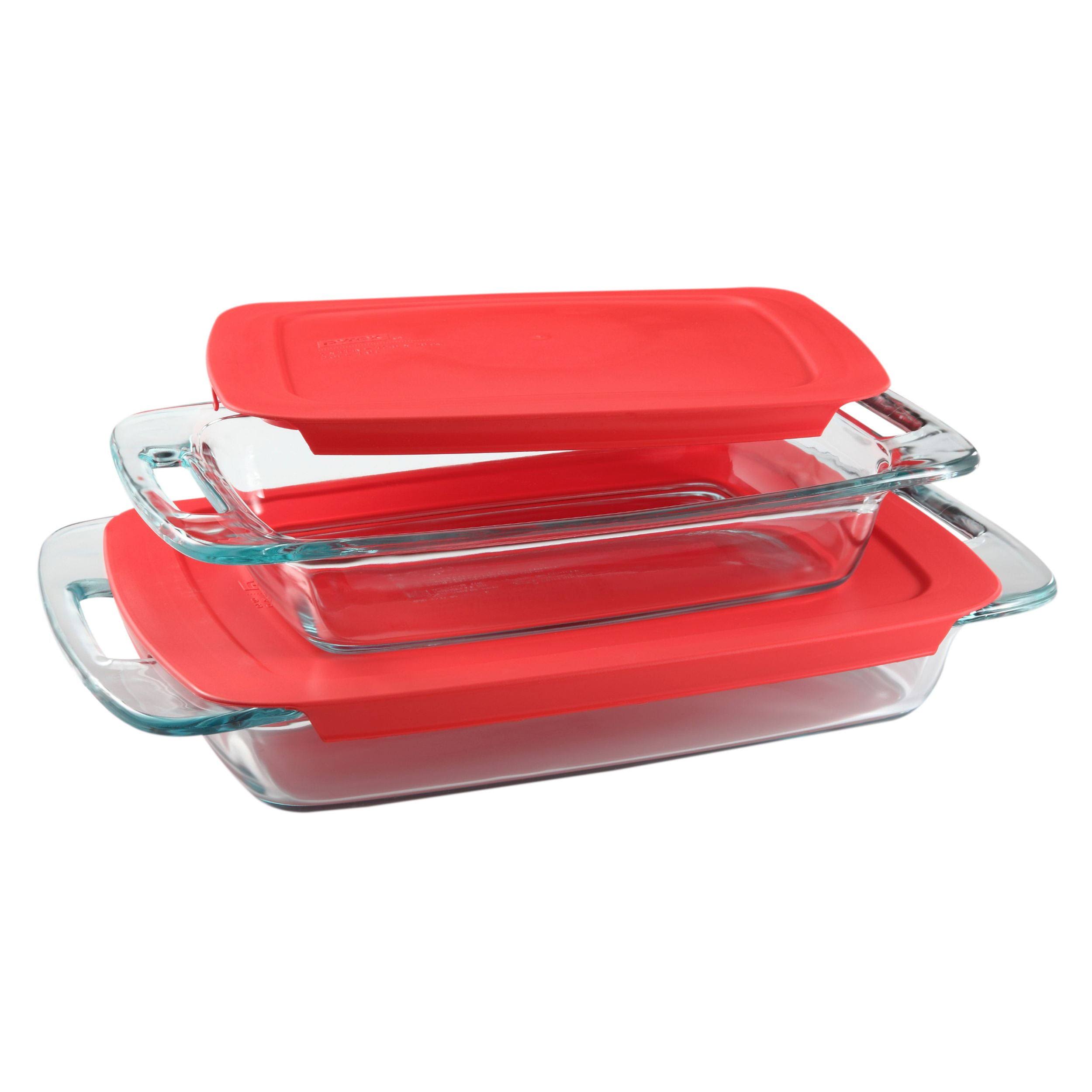 Pyrex Easy Grab 4-Piece Oblong Baking Dish Set, Clear