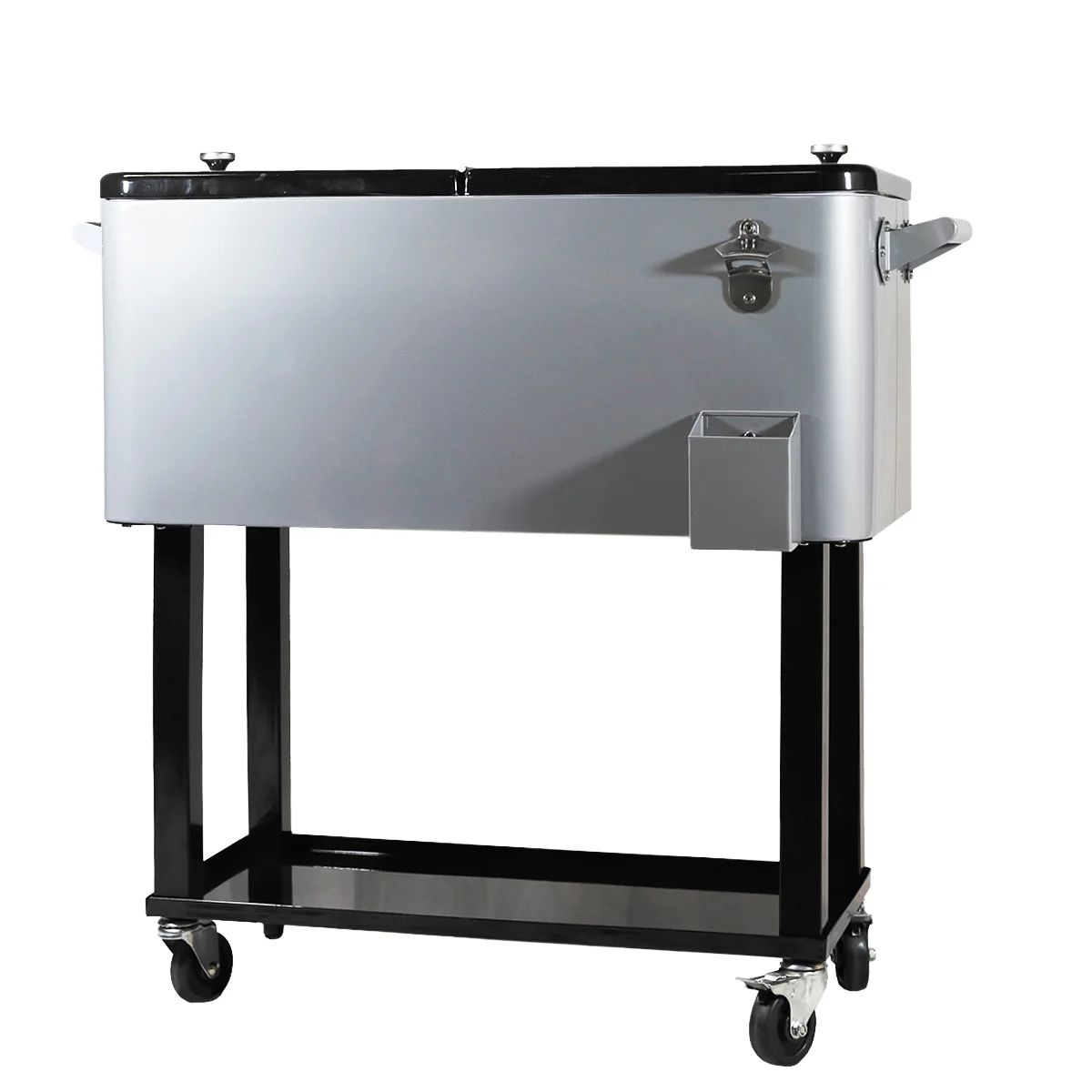 Grey 80 Qt Quart Rolling Cooler Ice Chest Beverage Bar for Patio - Image 10