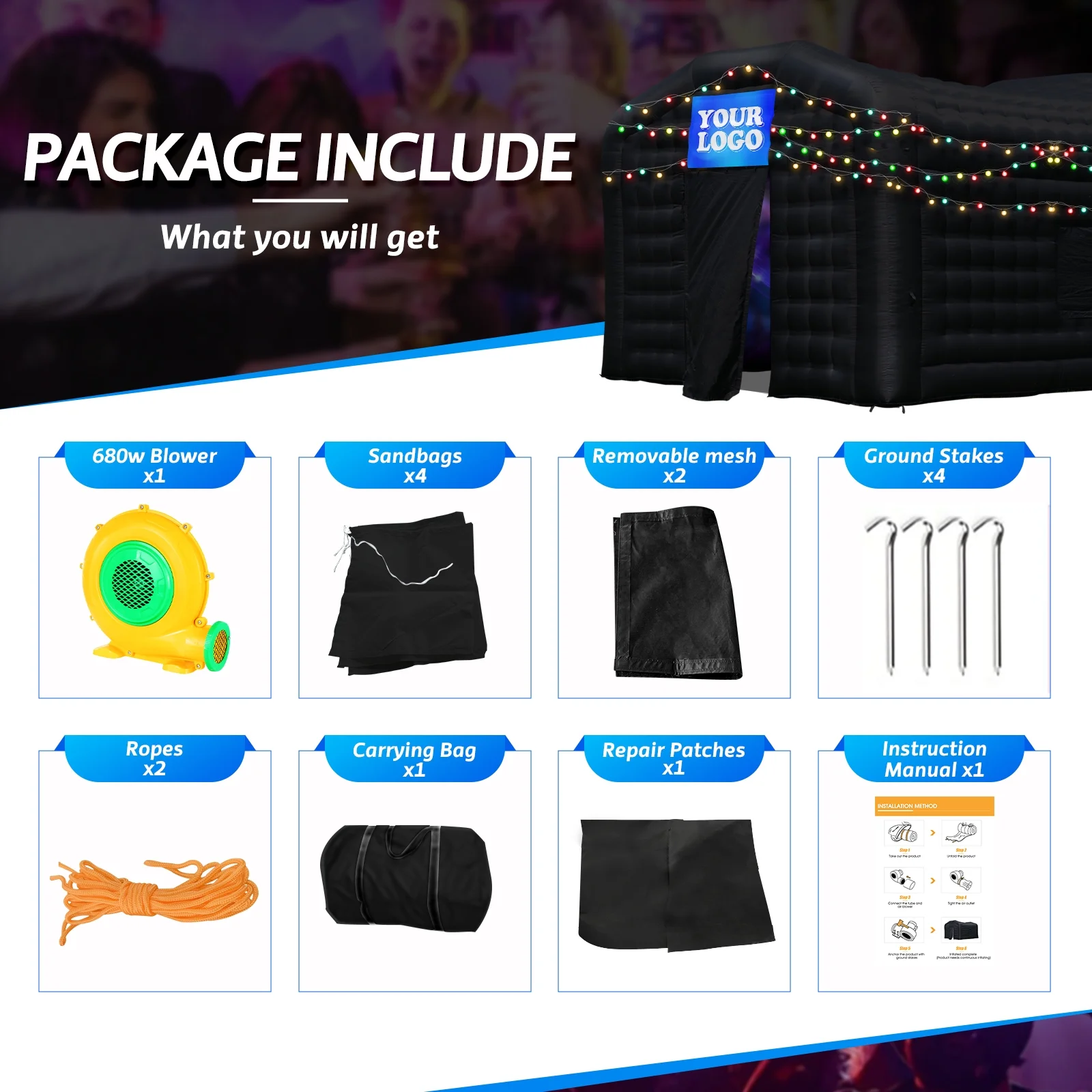 Large Black Inflatable Night Club 18x16x12Ft Party Tent with Logo Area for Wedding Birthday - Image 5