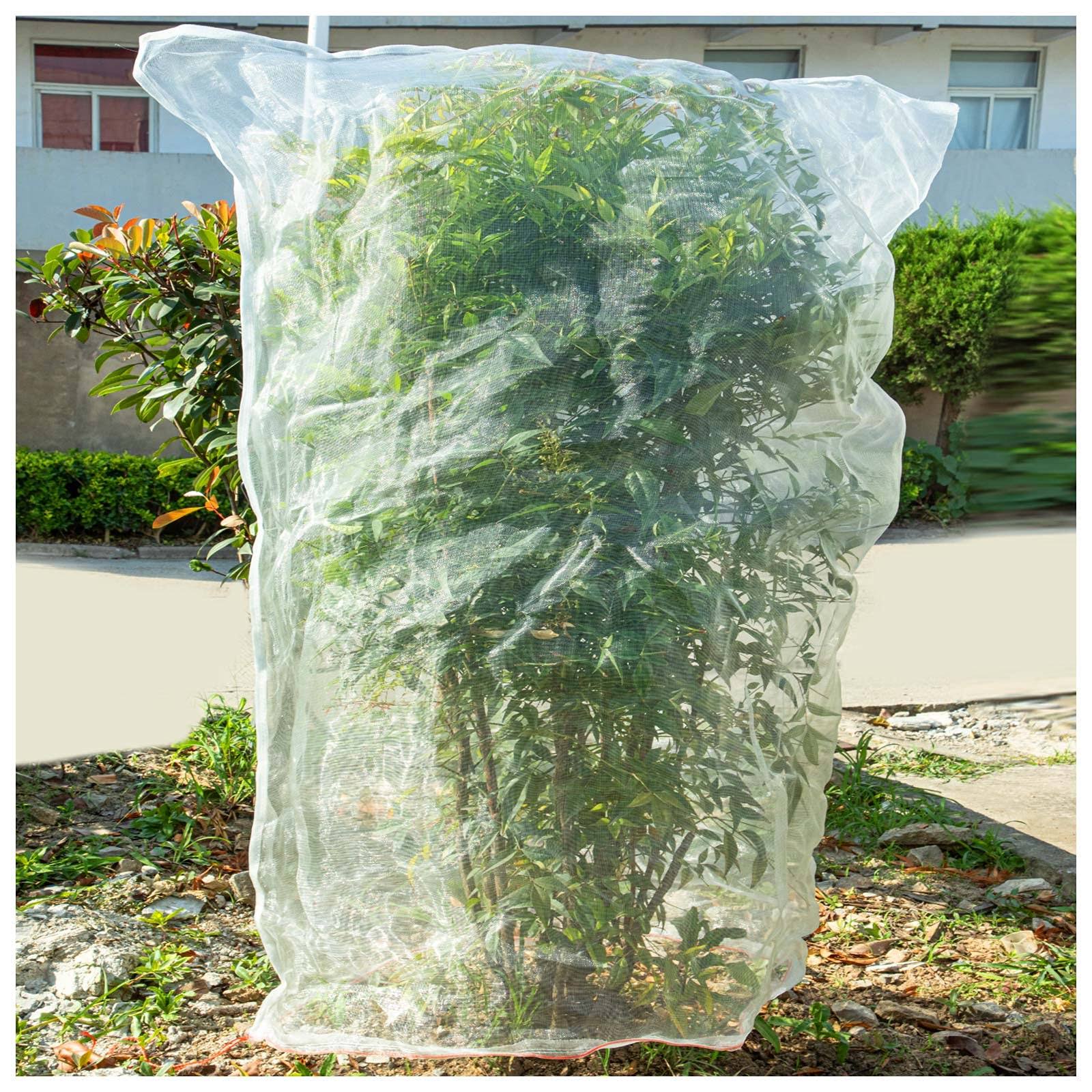Insect Bird Barrier Mesh, Garden Netting Barrier, Bird Netting, Netting for Plant with Drawstring, 3.5 x 4.6 ft Tomato Protective Cover, Large