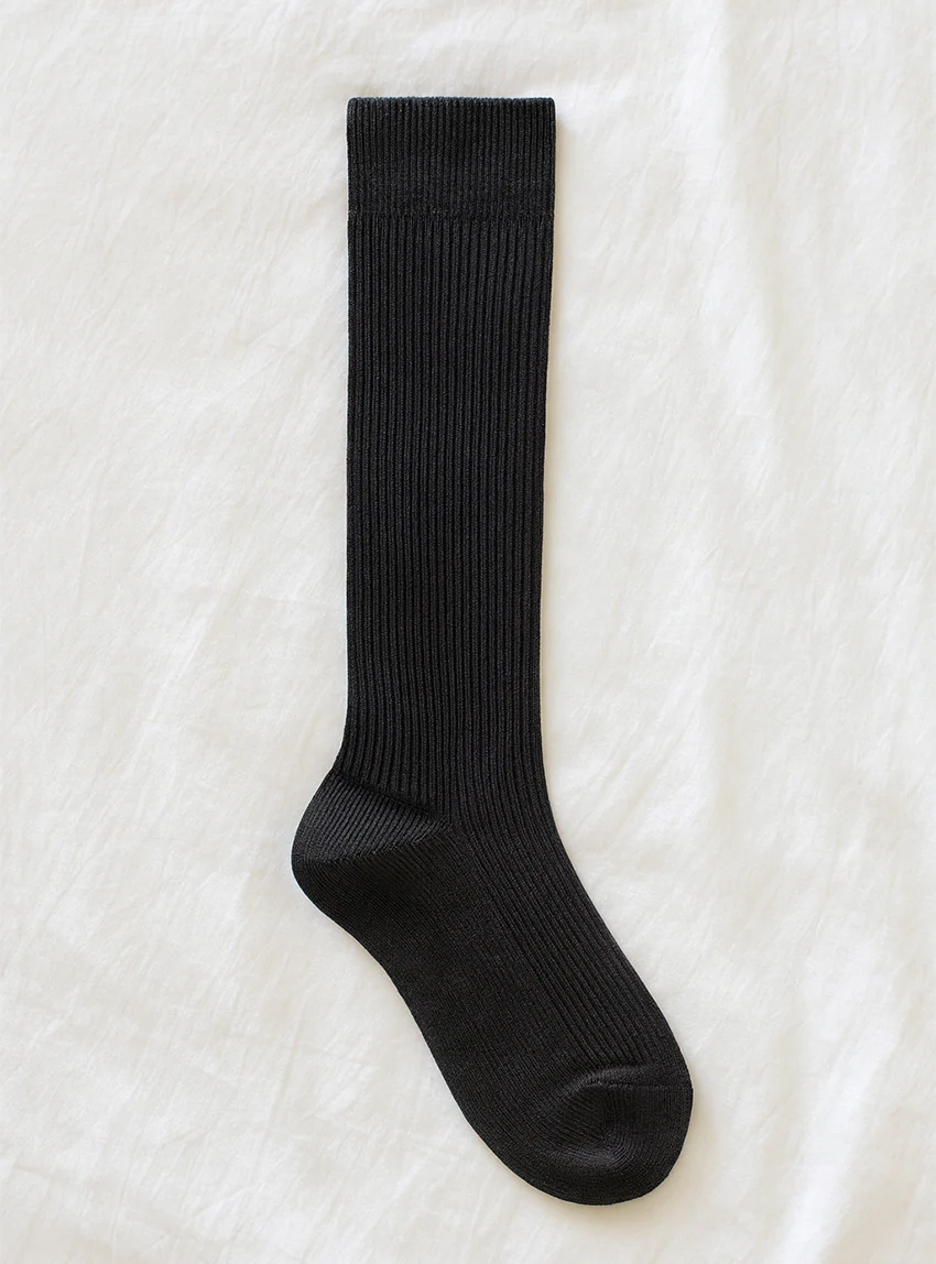 Chaussettes hautes mixte sans élastique en laine noir