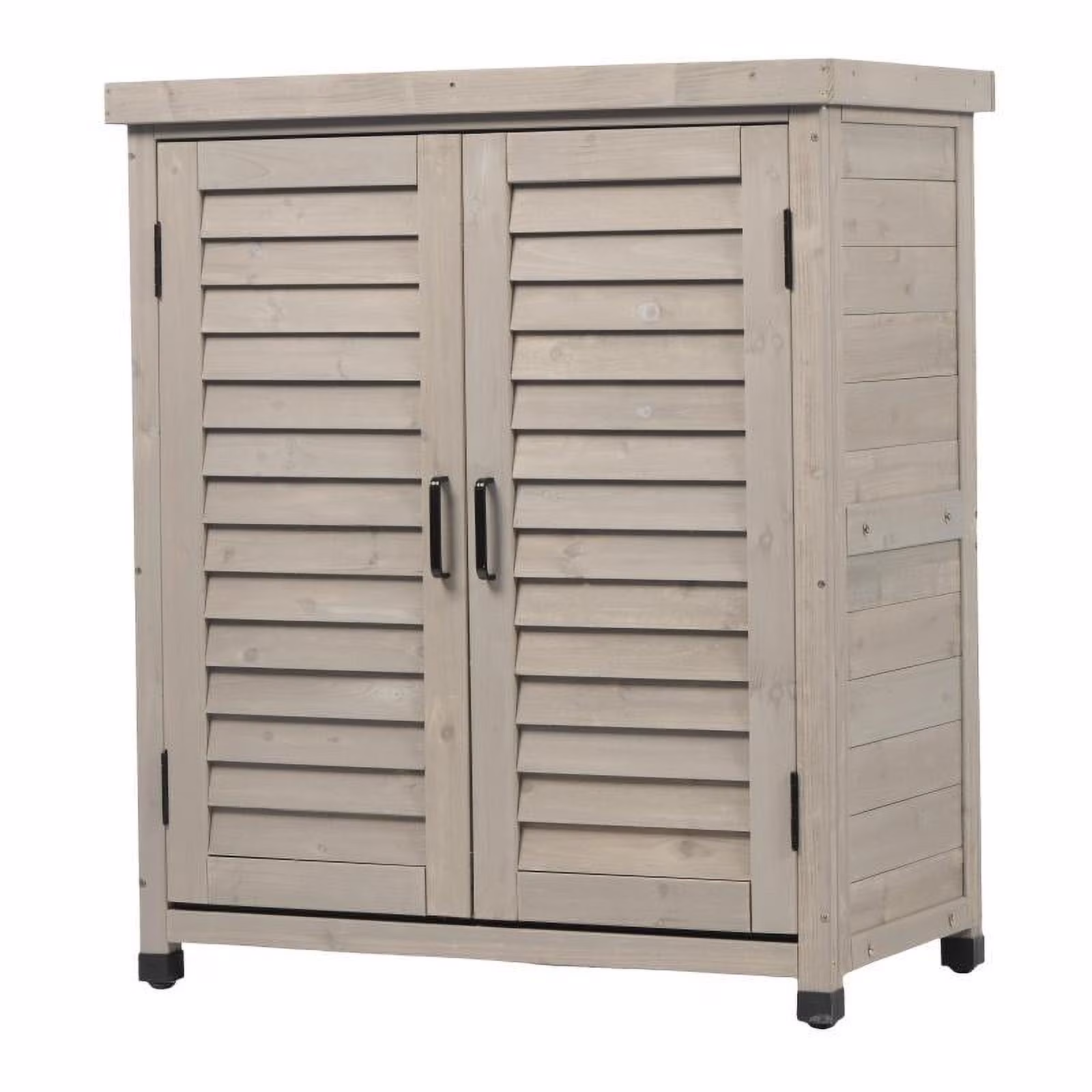 Potting Bench with Storage Cabinet and Metal Table Top for Outdoor Patio, Garden Furniture Wood Workstation Grey 31.5x17x36''