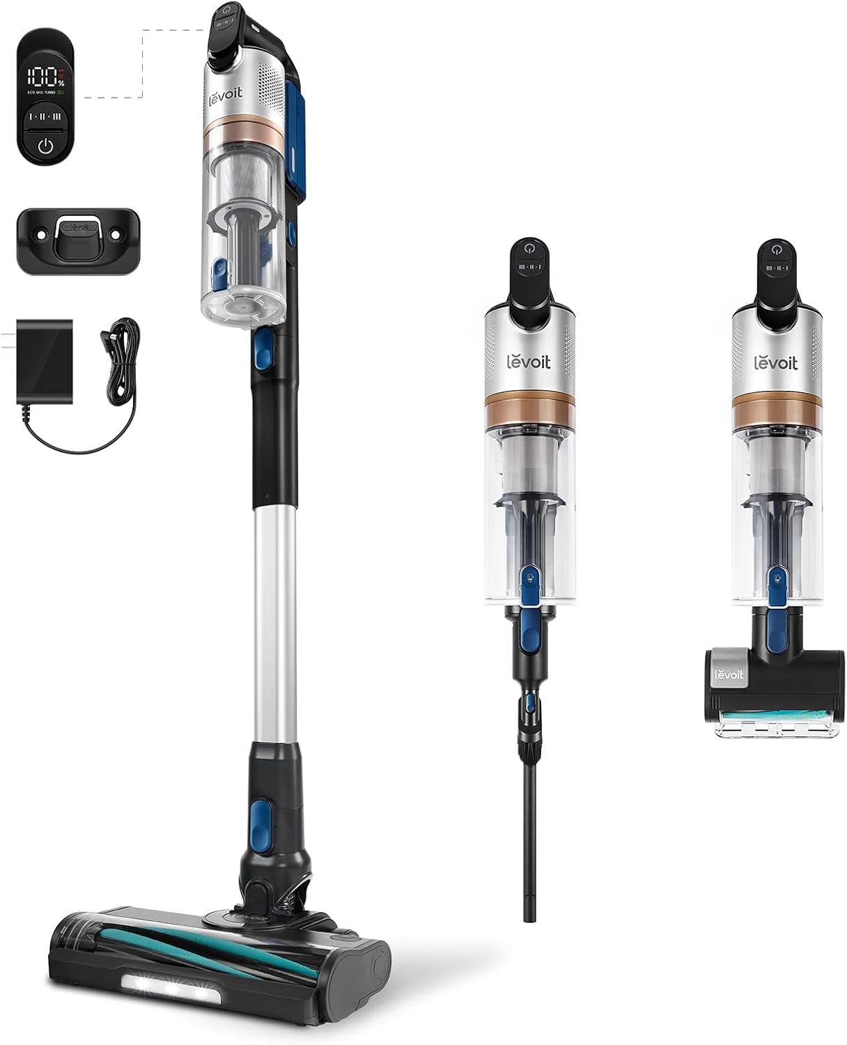 Aspirateur balai sans fil LEVOIT, avec conception anti-enchevêtrement, jusqu'à 50 minutes d'autonomie, aspiration puissante, rechargeable, léger et polyvalent pour tapis, sols durs et poils d'animaux, LVAC-200