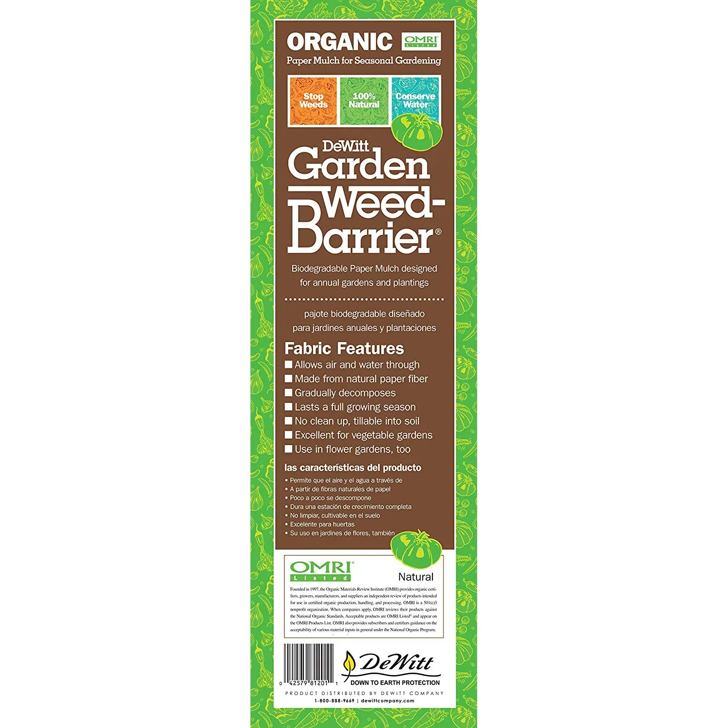DeWitt NAT3300 3 x 300 Ft Natural Biodegradable Paper Mulch Garden Weed Barrier