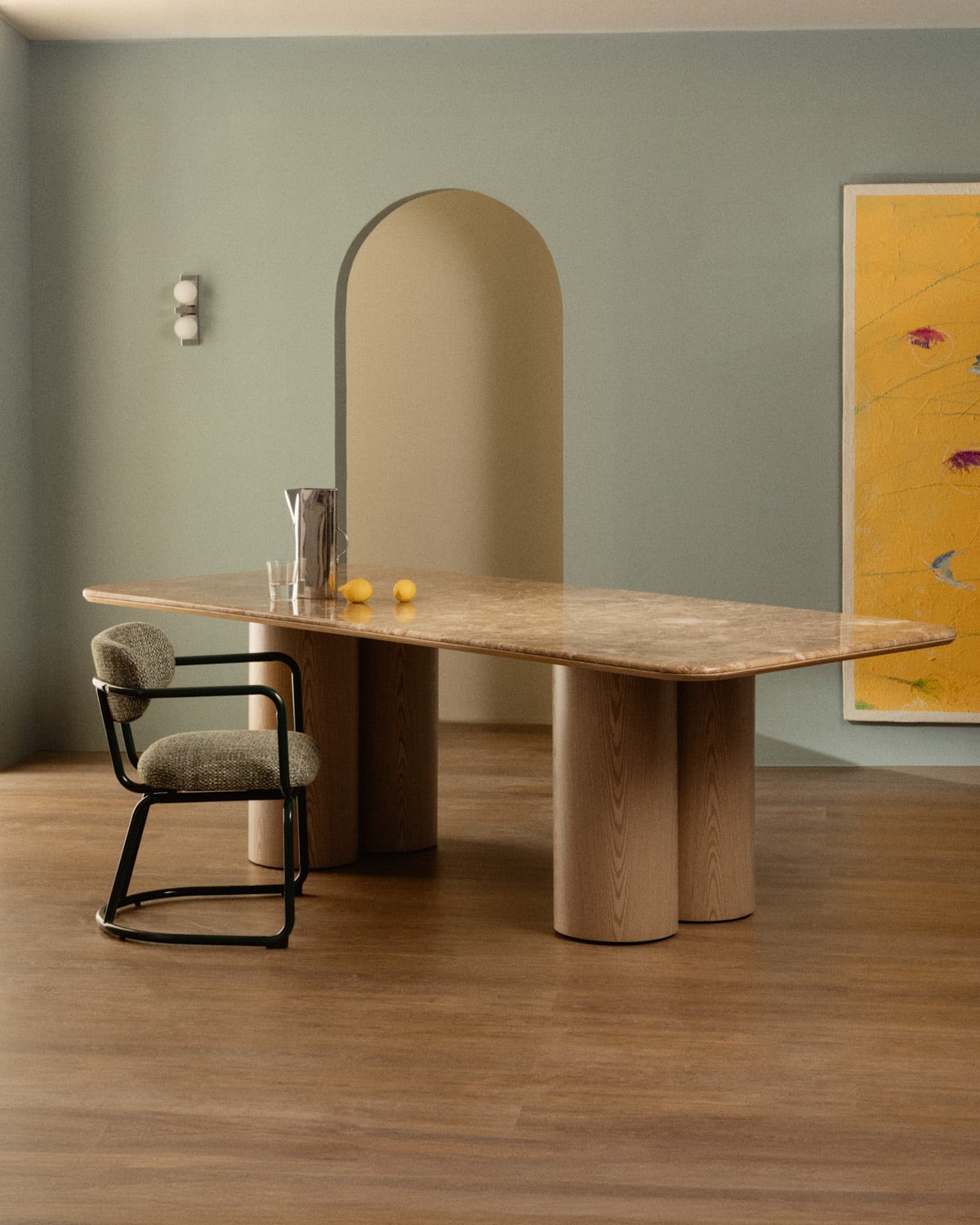 Aegir - Mesa de Comedor Rectangular de Mármol y Madera (240x110 cm) Aegir