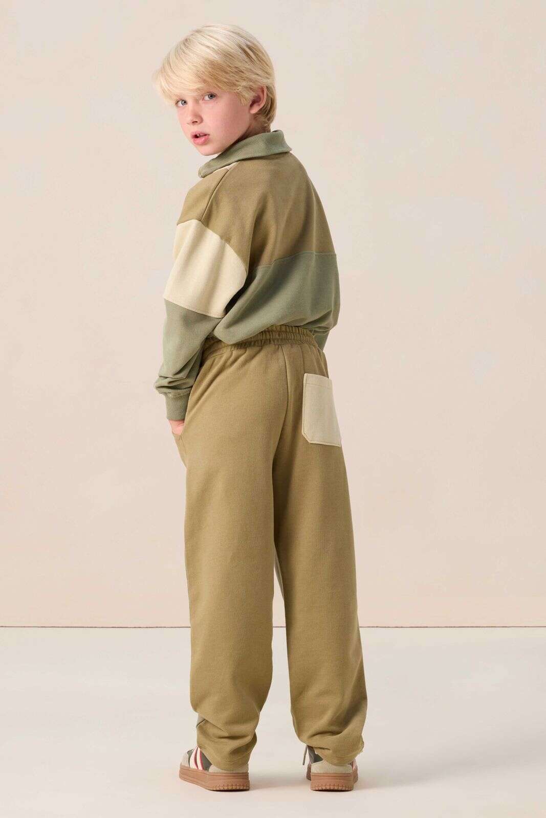 Groene colourblock sweatpants