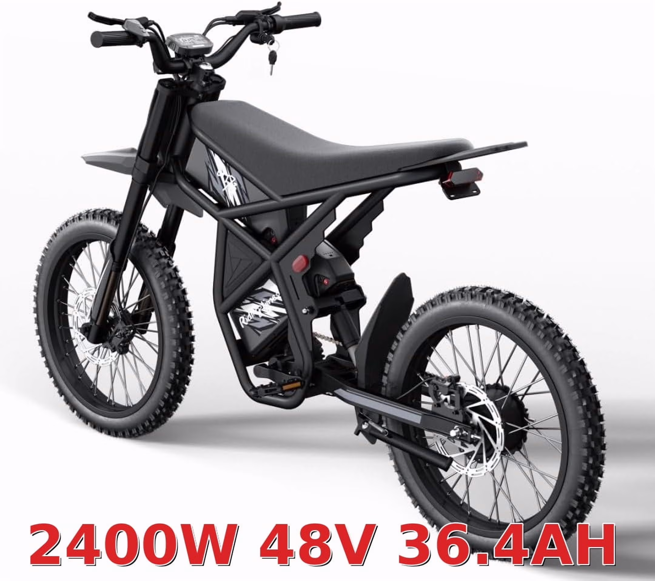 2400W GT73 2400W 48V Electric Motorbike 18.2AH*2 Electric BIKE UL2849 with 25" tires digital screen Carbon Steel,BLACK
