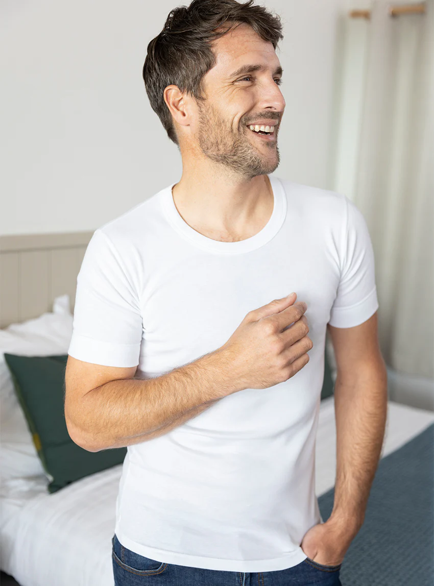 Tee-shirt homme en coton ras du cou blanc
