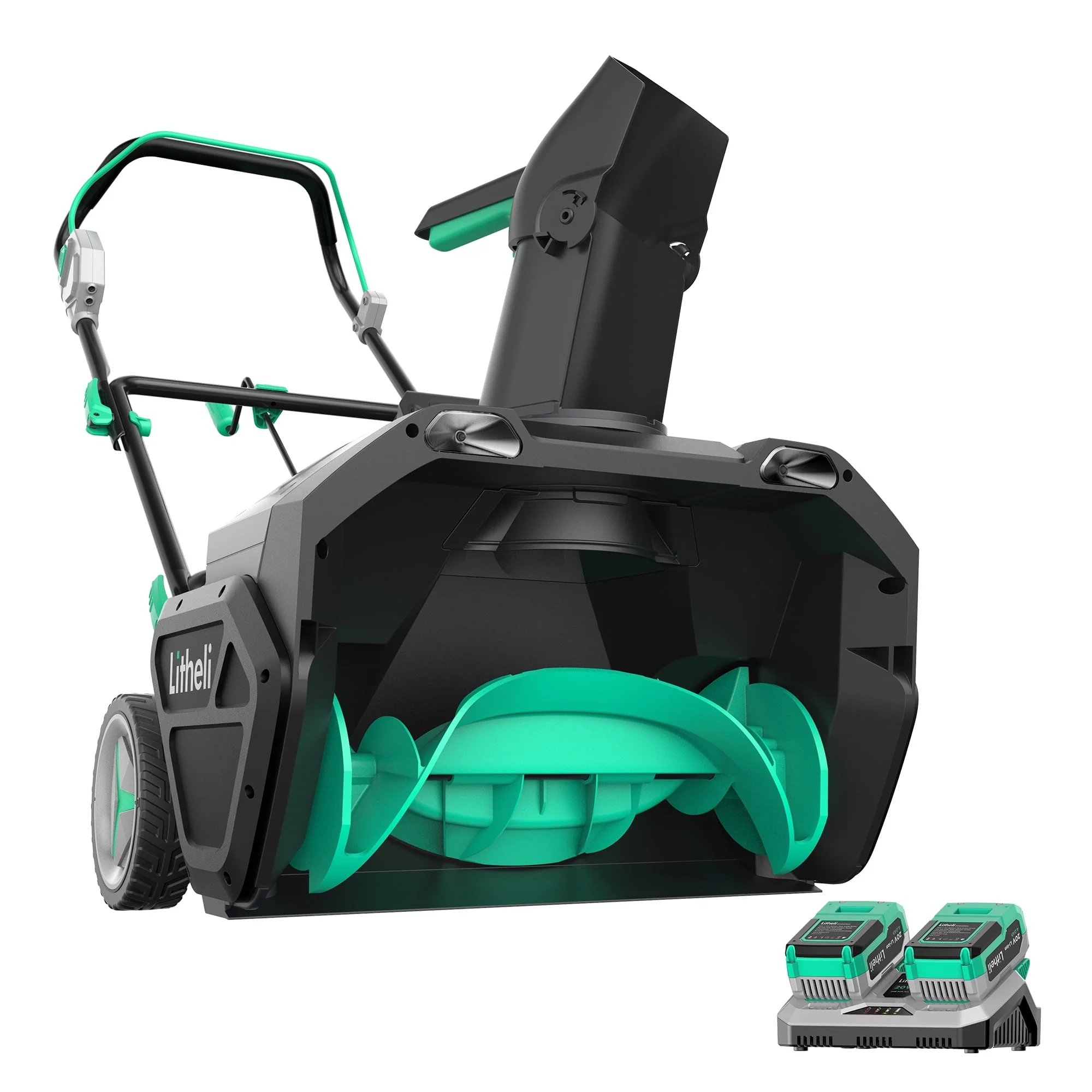 Cordless Snow Blower, 2x20V (40V) 20 Inch Snow Thrower with Brushless Motor Electric Snow Remove Machine, 2 x4 0 Ah Batteries Charger, Single Stage
