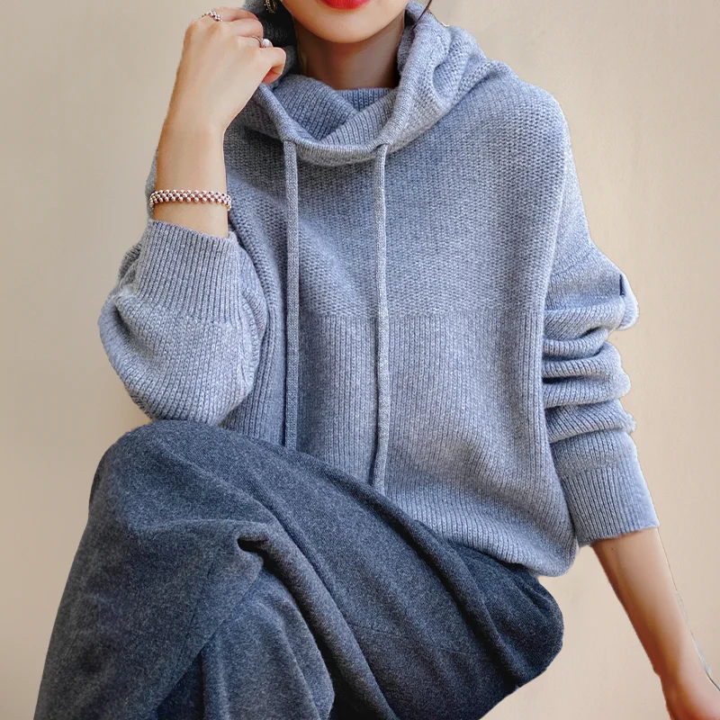 Pull à col roulé en laine mérinos pour femme