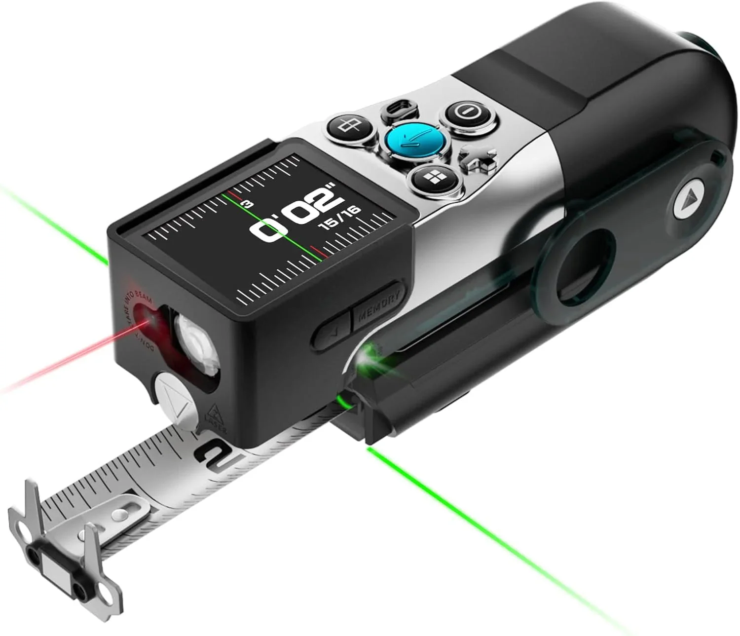 Digital Tape Measure, Professional 330FT Laser Measuring Tool & 12FT Measuring Tape with Green Laser Extension, Instant Digital Readout,…