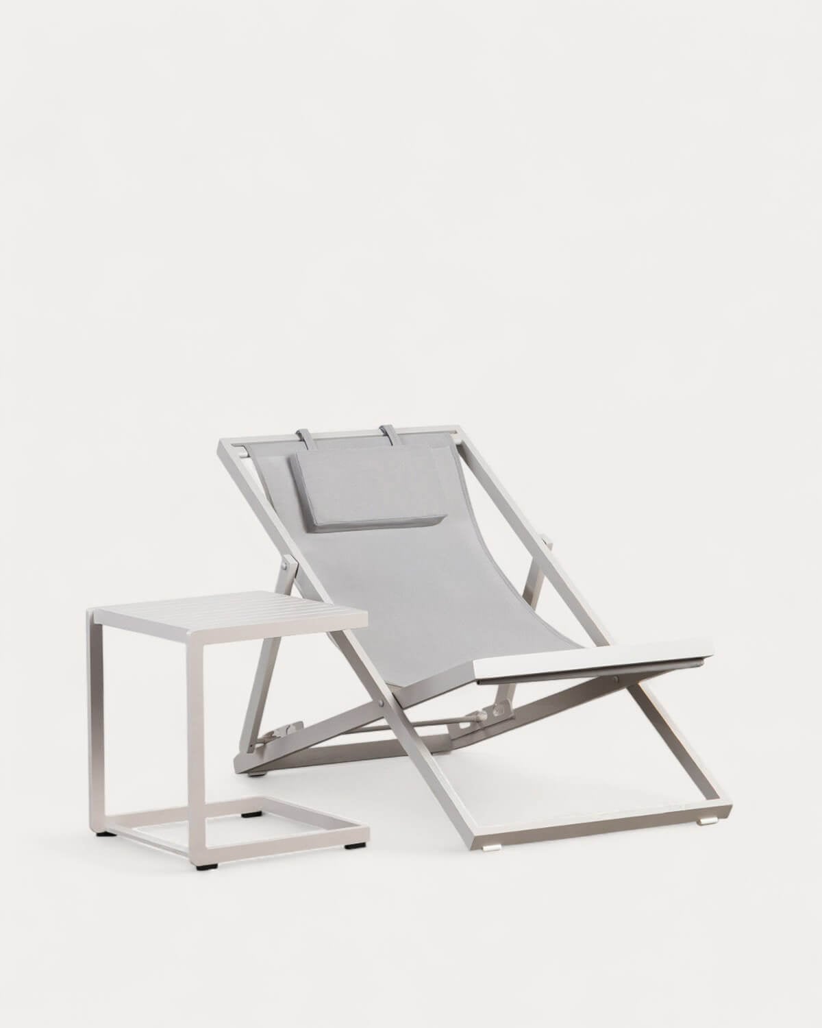 Set Rilas - Kreta - Set de Hamaca Reclinable Rilas y Mesa Auxiliar de Aluminio (40x40 cm) Kreta