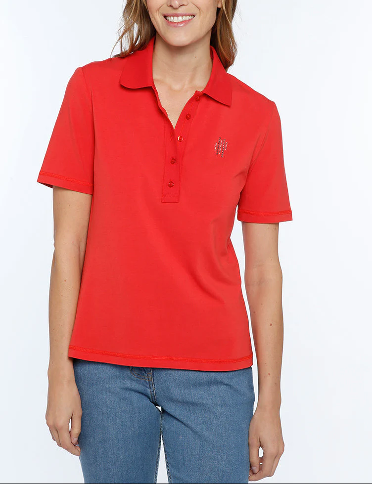 Polo femme en coton rouge