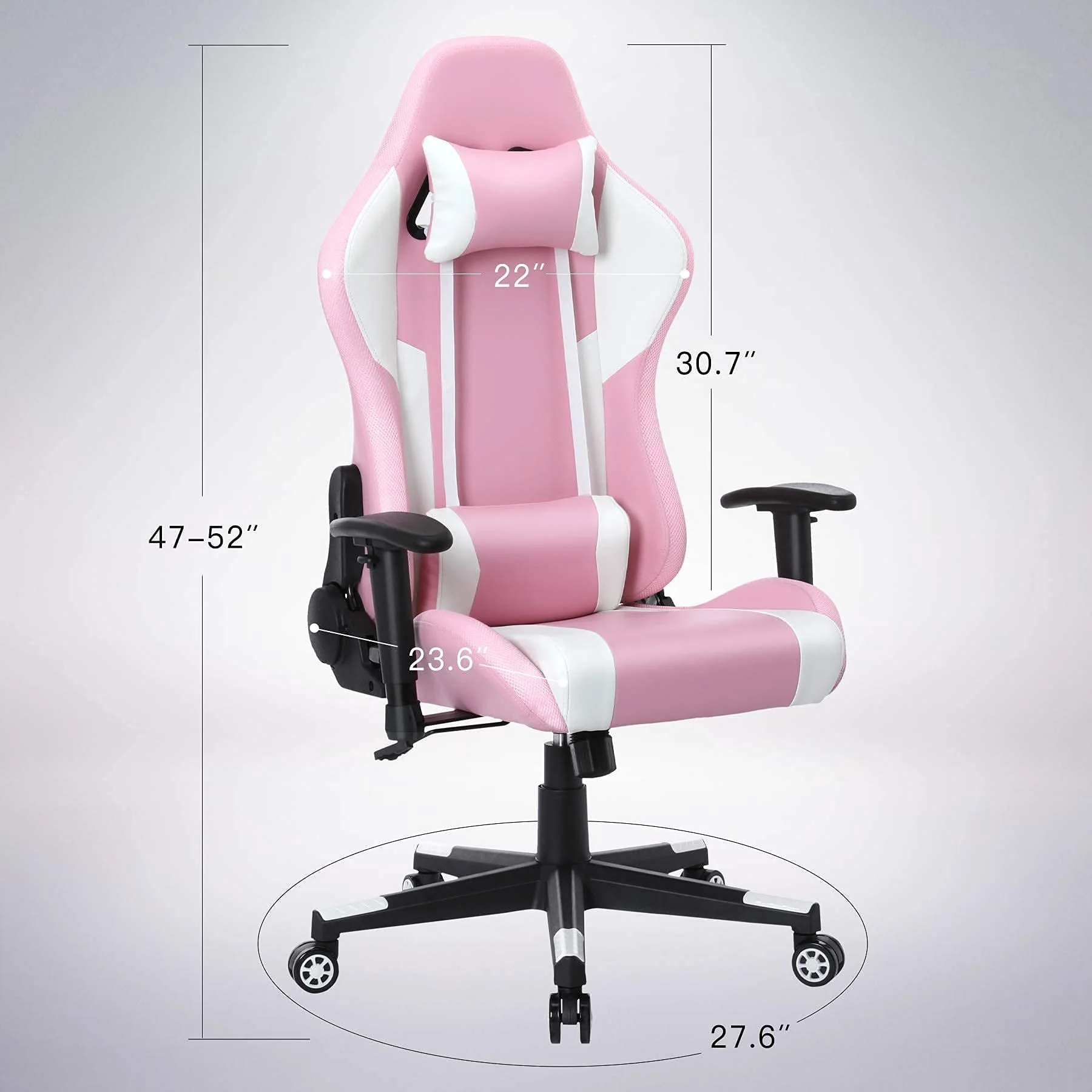 Gaming Chair with Speakers Video and RGB LED Lights, Pink PU Leather Ergonomic Racing Office Chair(Blue) Image 9