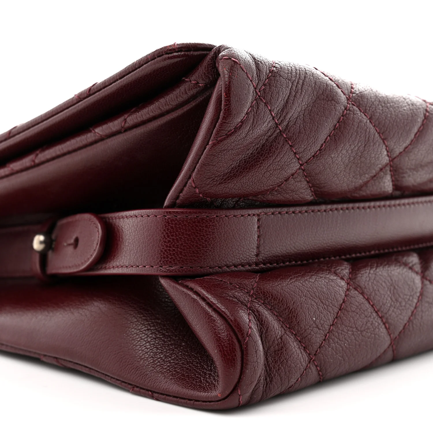 Goatskin Quilted Large City Rock Flap Burgundy