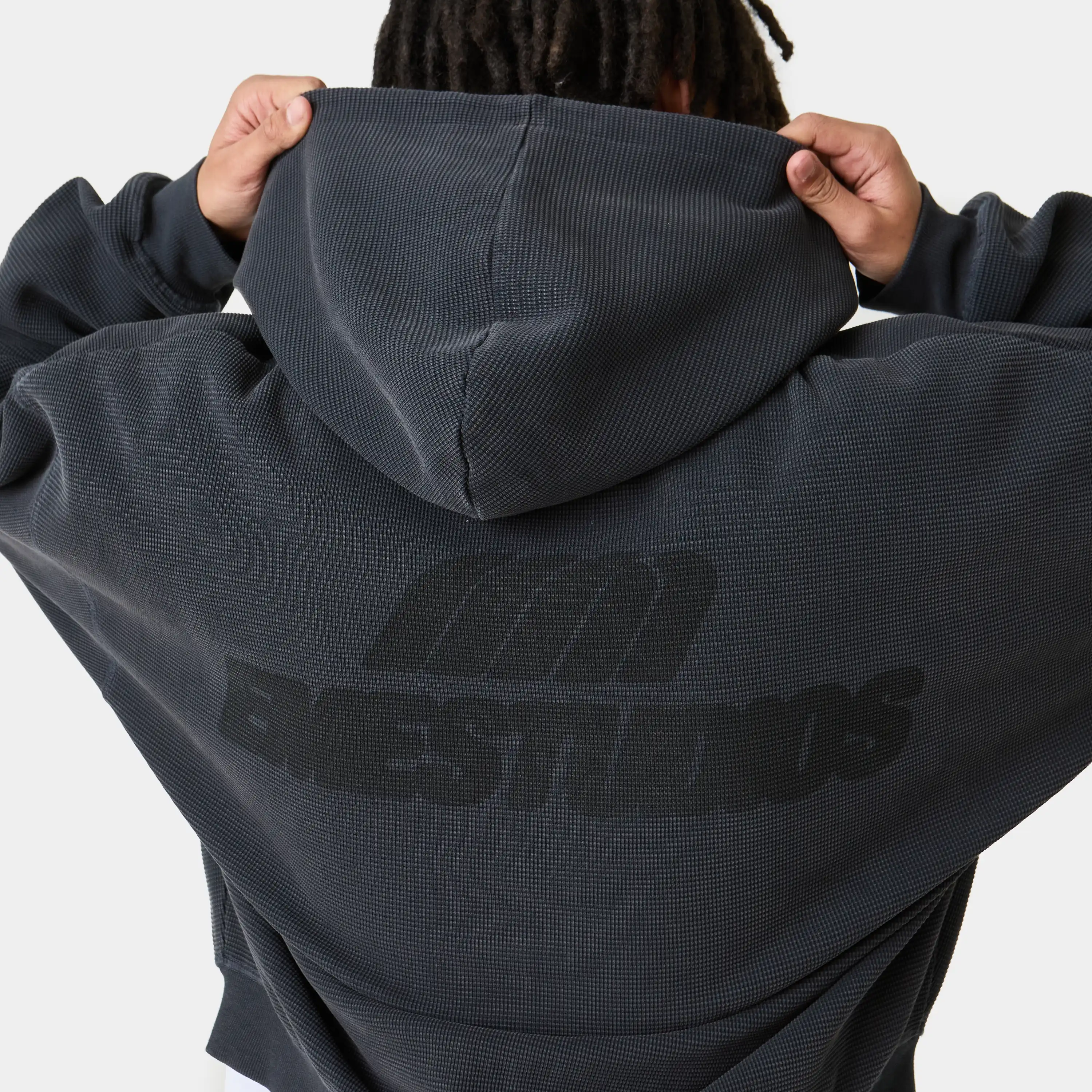 Waffle Navy Croped Boxy Full Zip