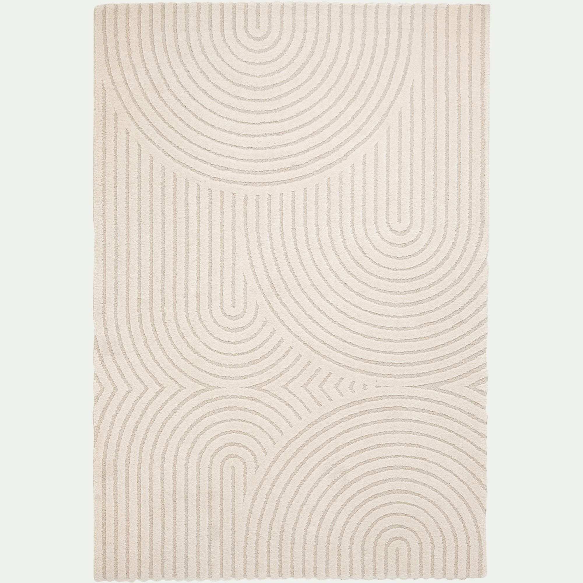 PELA - Tapis à motifs circulaires 160x230cm - blanc écru
