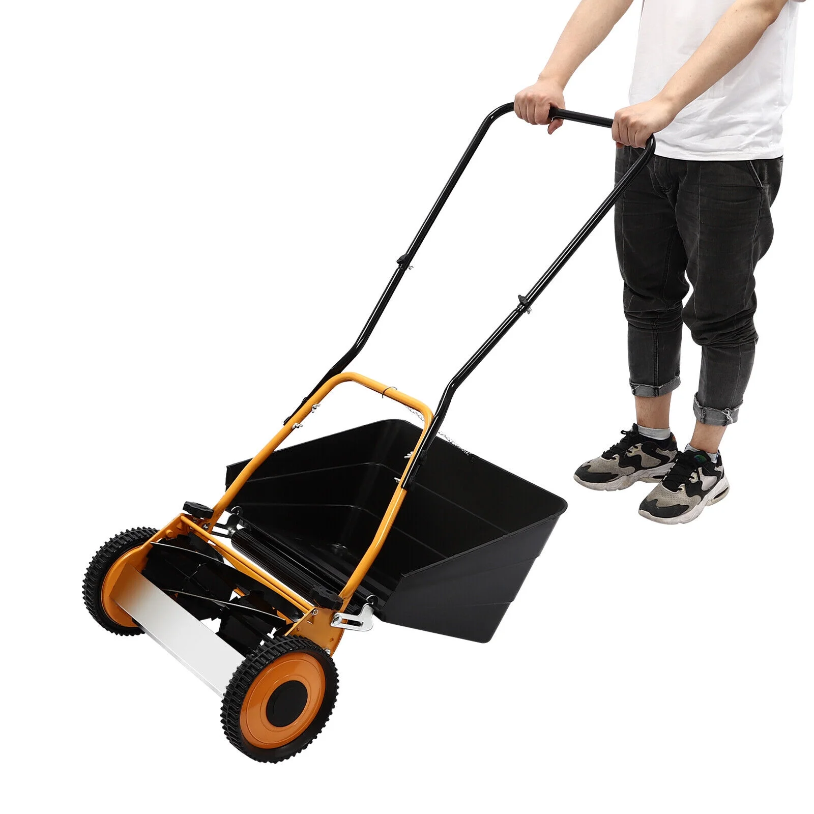 Modern 16" Lawnmower, Manual Wheeled Lawn Mower, Hand Push Lawn Mower 2-in-1 Function With 2 Wheels For Villas, Homes, Backyards - Image 10