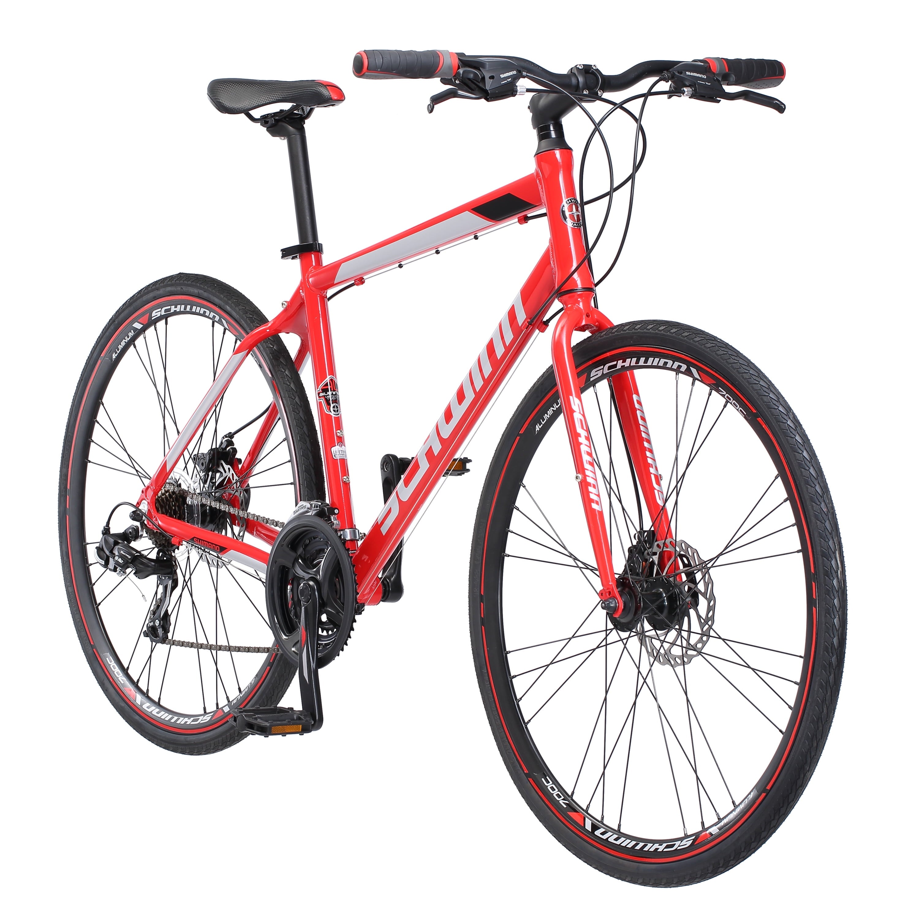 Kempo Hybrid Bike. 700c Wheels. 21 Speeds. Mens Frame. Red