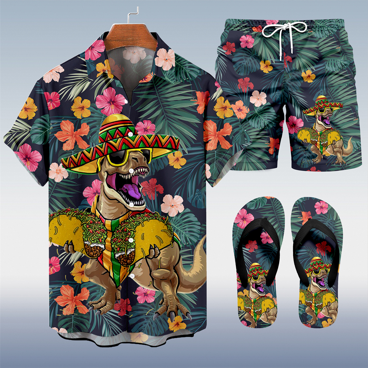 Ensemble trois pièces Suitmens pour homme, imprimé Tiki Party Hawaïen, référence 029