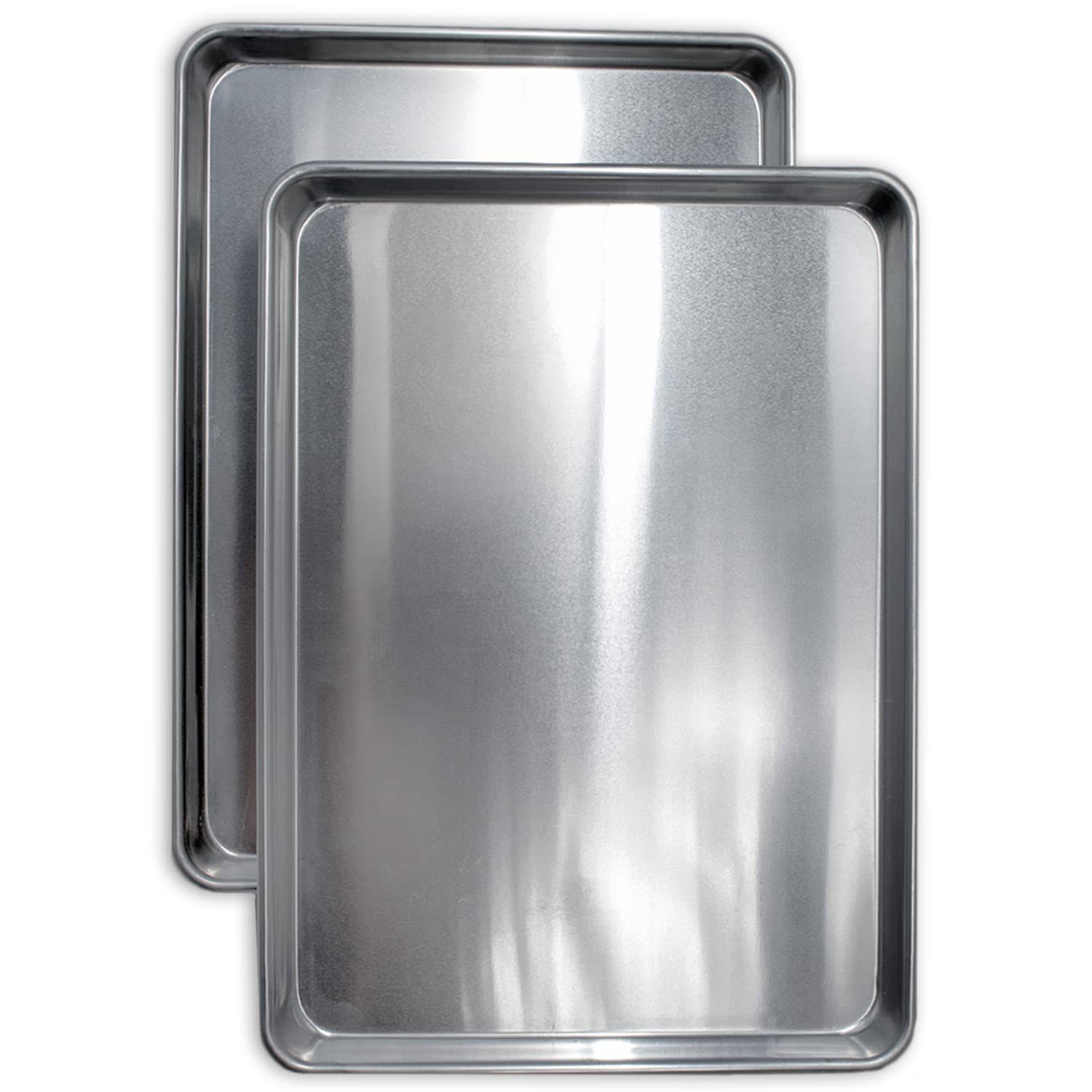 Commercial Quality Cookie Sheet Pan - 2 Pack Aluminum Half Sheet Baking Pan by Saffron & Sage Home Living - This 13x18 Baking Sheet Set Is Rust & Warp